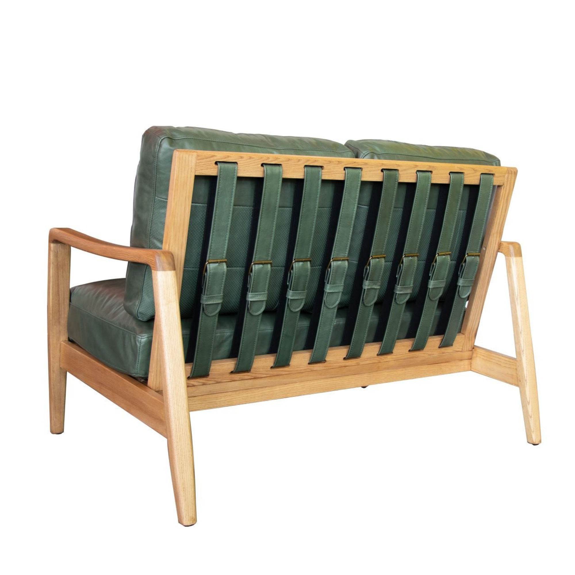 REID ASH & LEATHER 2 SEATER SOFA | GREEN