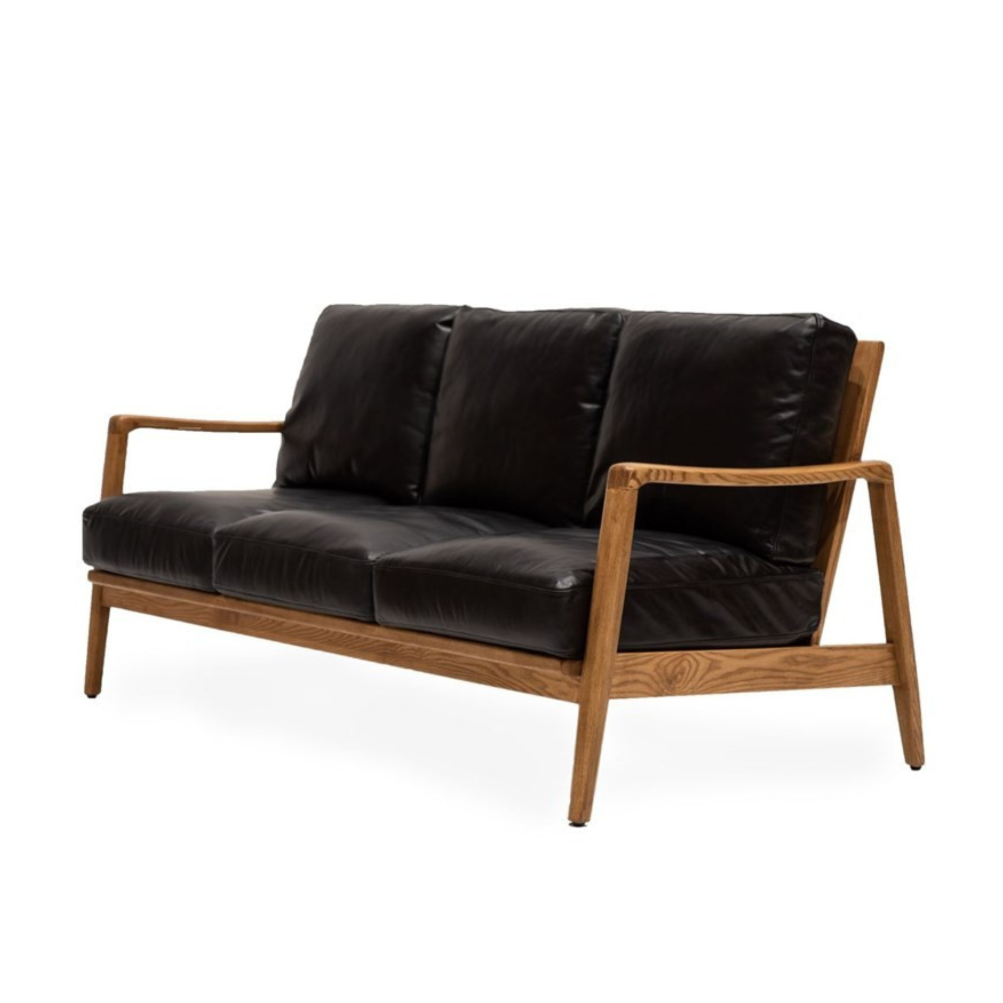 REID LEATHER 3 SEATER SOFA | BLACK