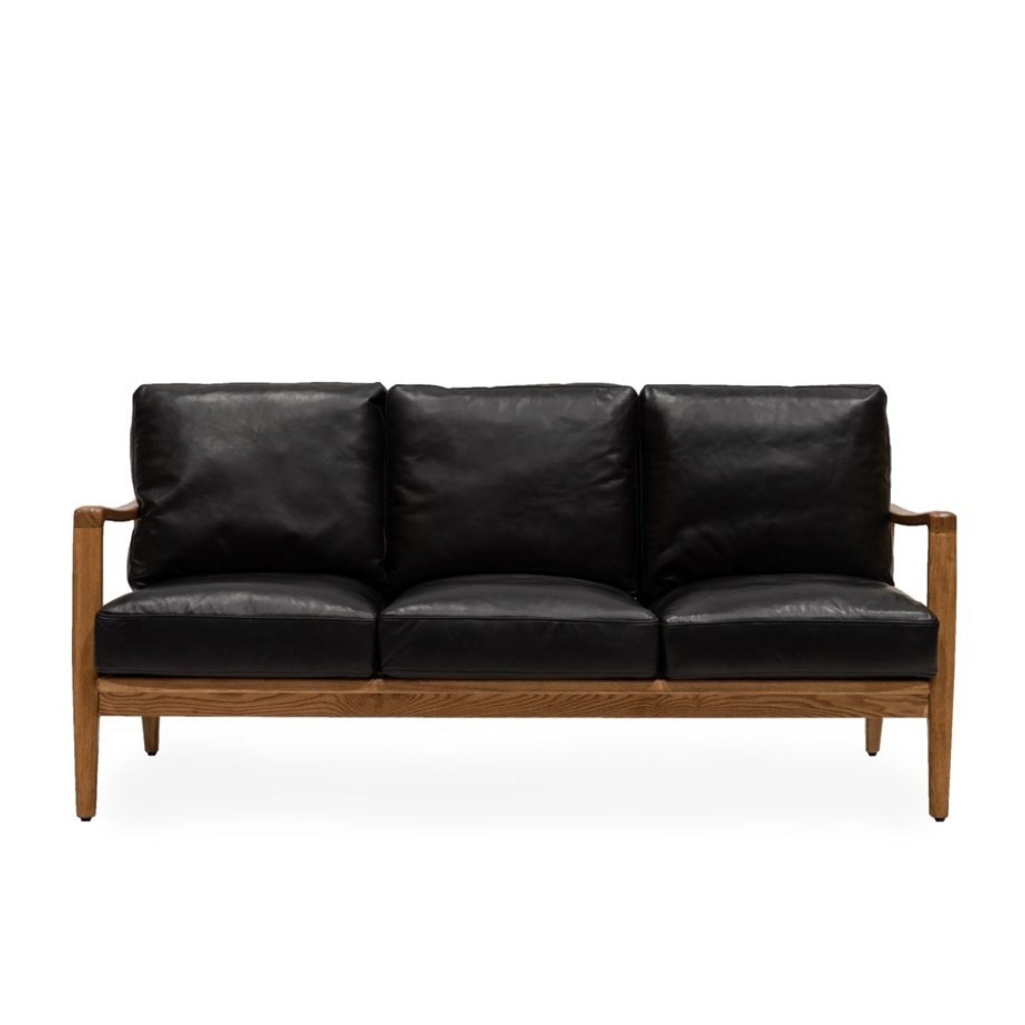 REID LEATHER 3 SEATER SOFA | BLACK