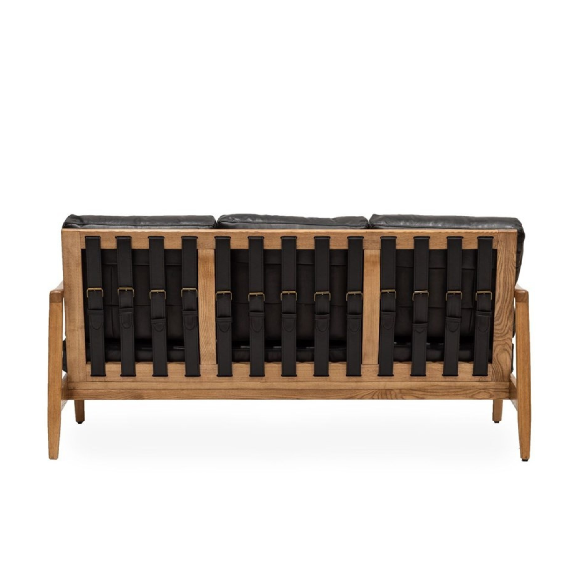 REID LEATHER 3 SEATER SOFA | BLACK