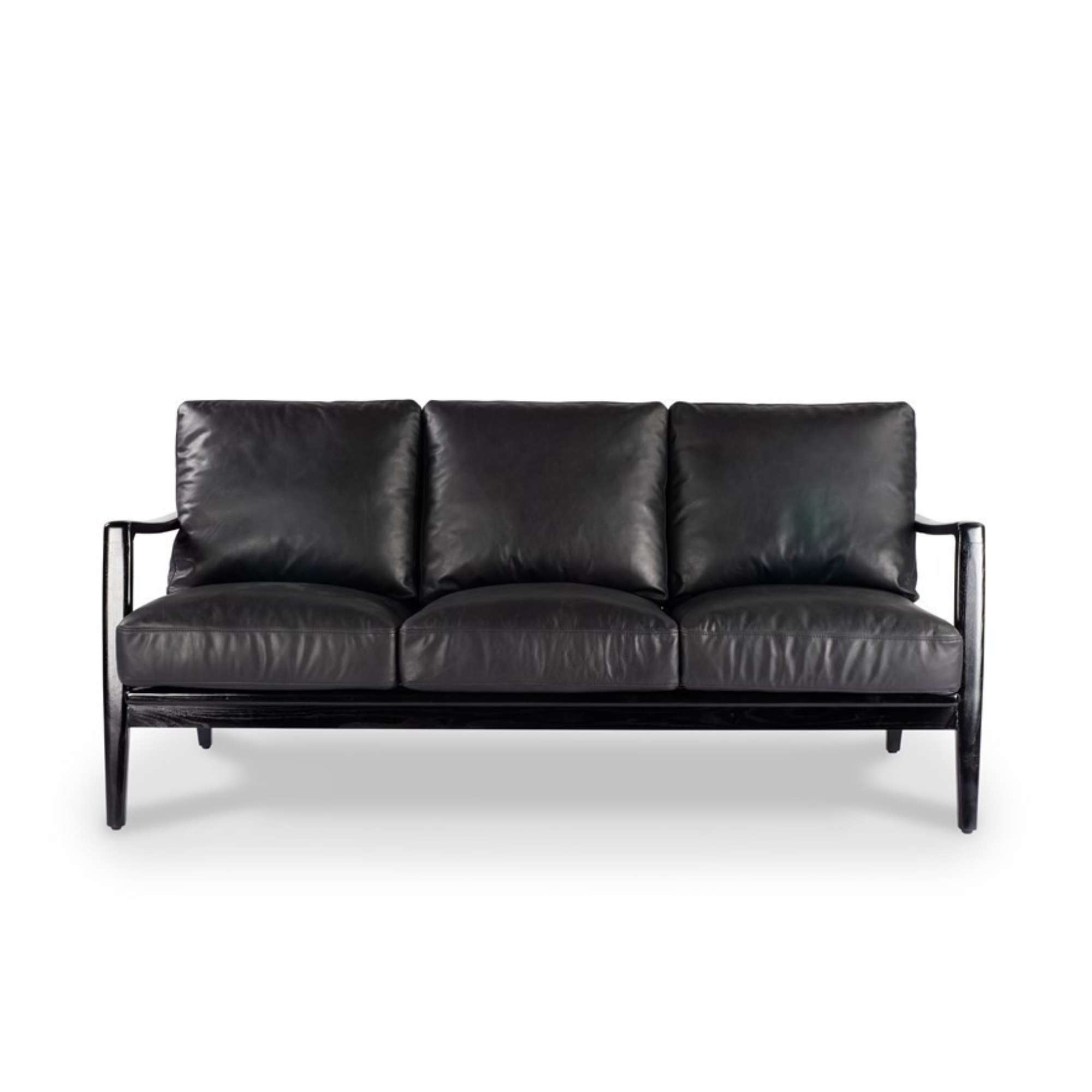 REID LEATHER 3 SEATER SOFA | BLACK FRAME