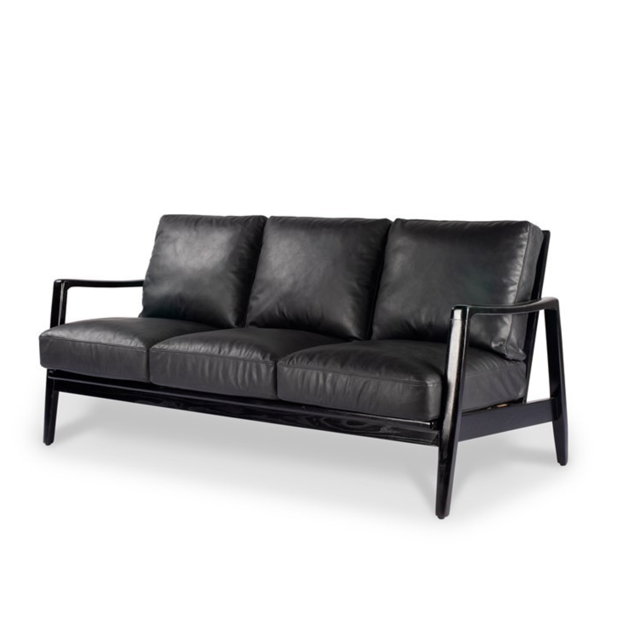 REID LEATHER 3 SEATER SOFA | BLACK FRAME