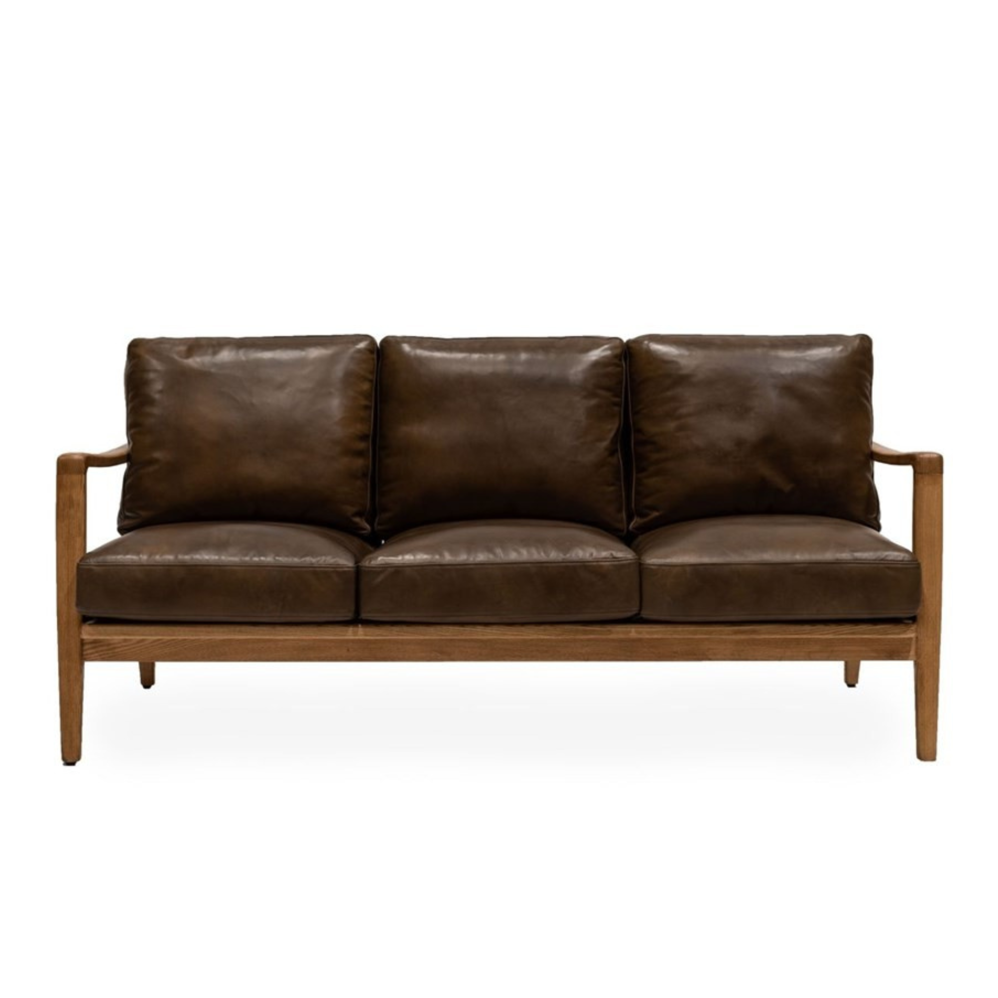 REID LEATHER 3 SEATER SOFA | BROWN