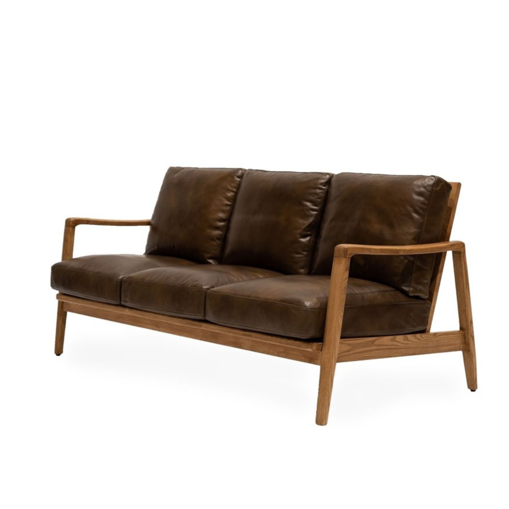 REID LEATHER 3 SEATER SOFA | BROWN