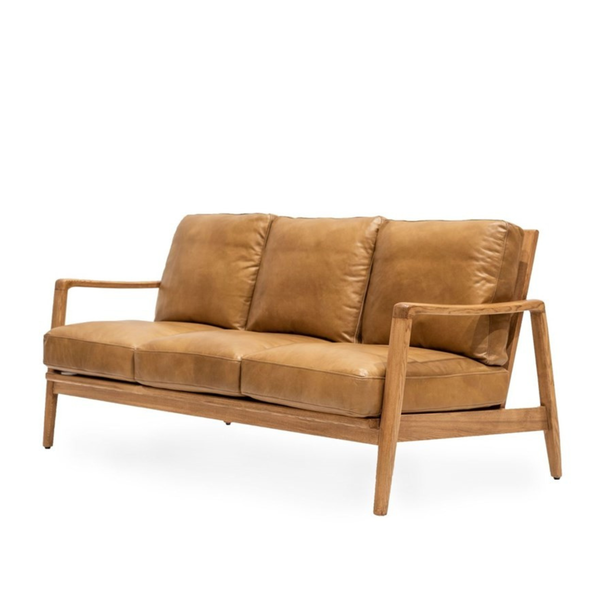 REID LEATHER 3 SEATER SOFA | TAN