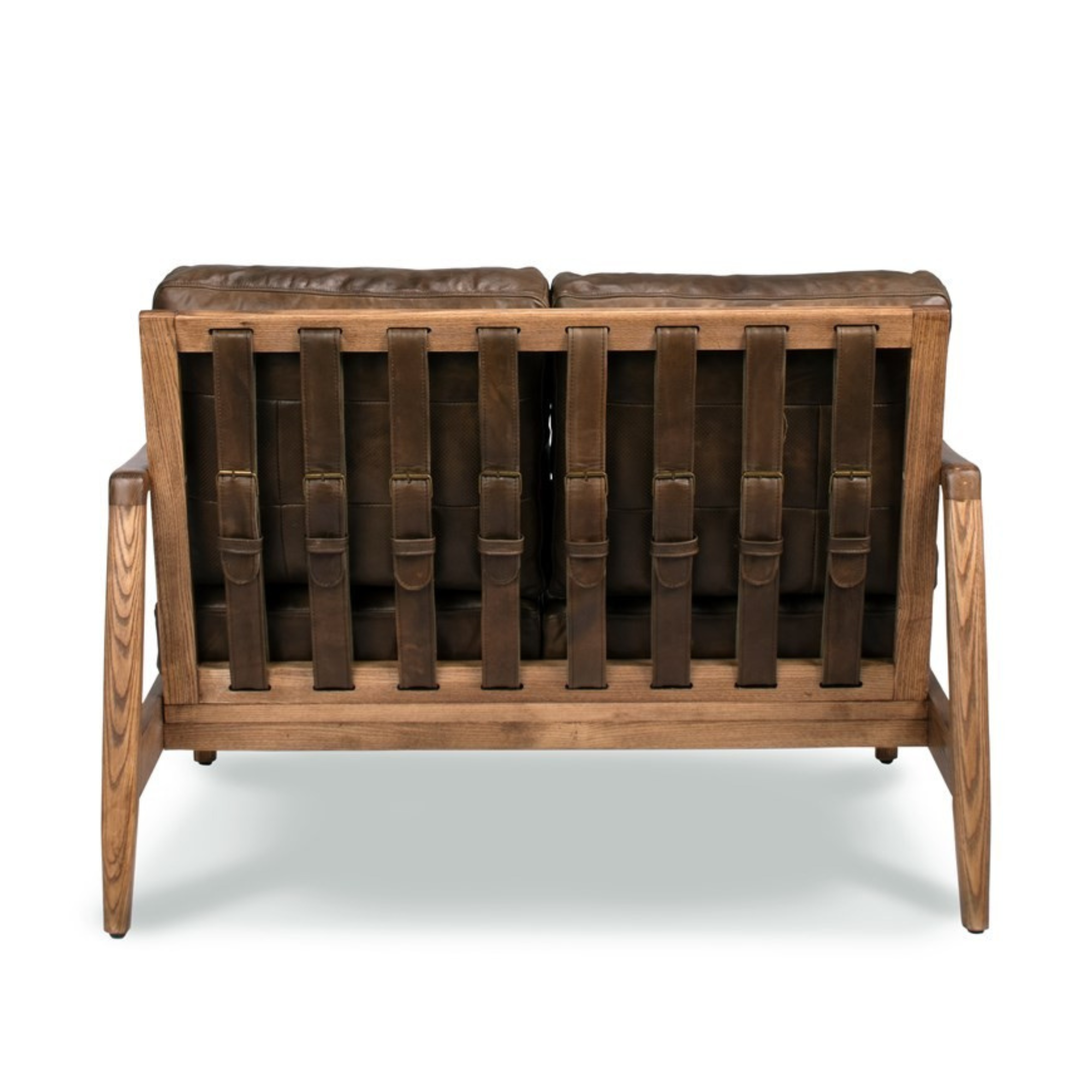 REID ASH & LEATHER 2 SEATER SOFA | BROWN