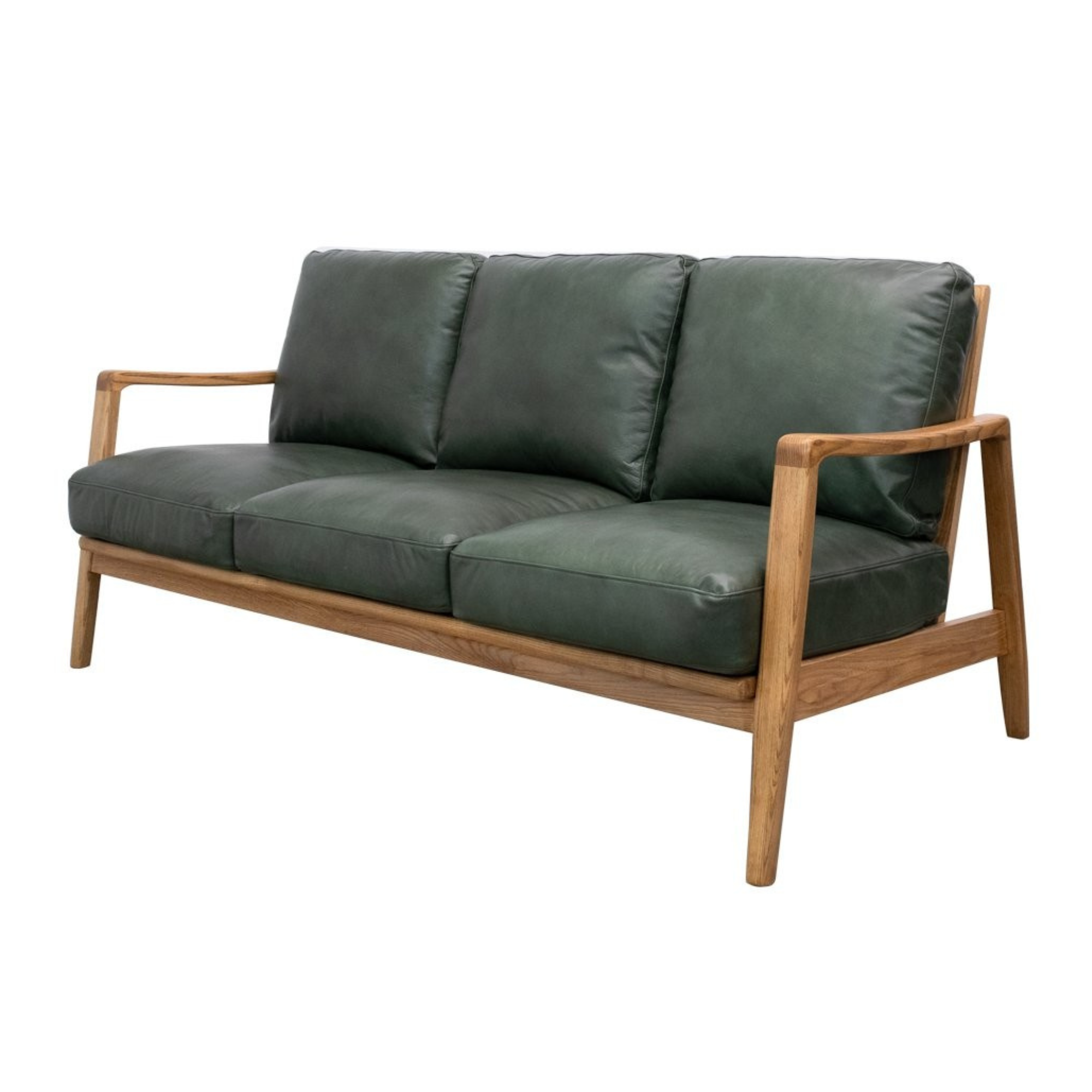 REID LEATHER 3 SEATER SOFA | GREEN