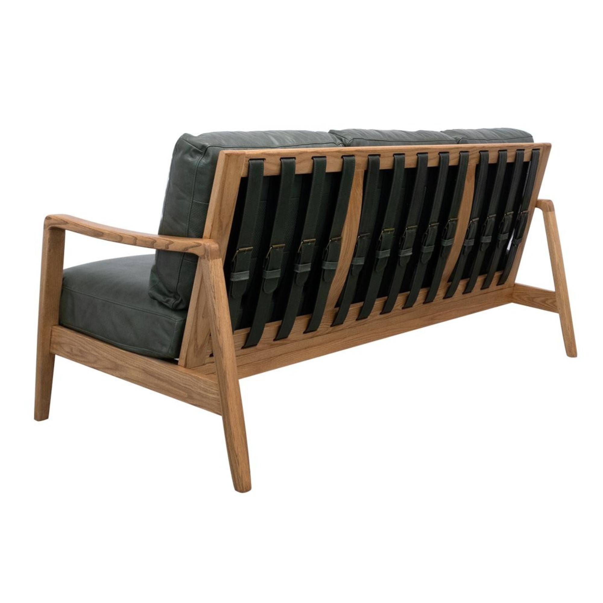 REID LEATHER 3 SEATER SOFA | GREEN