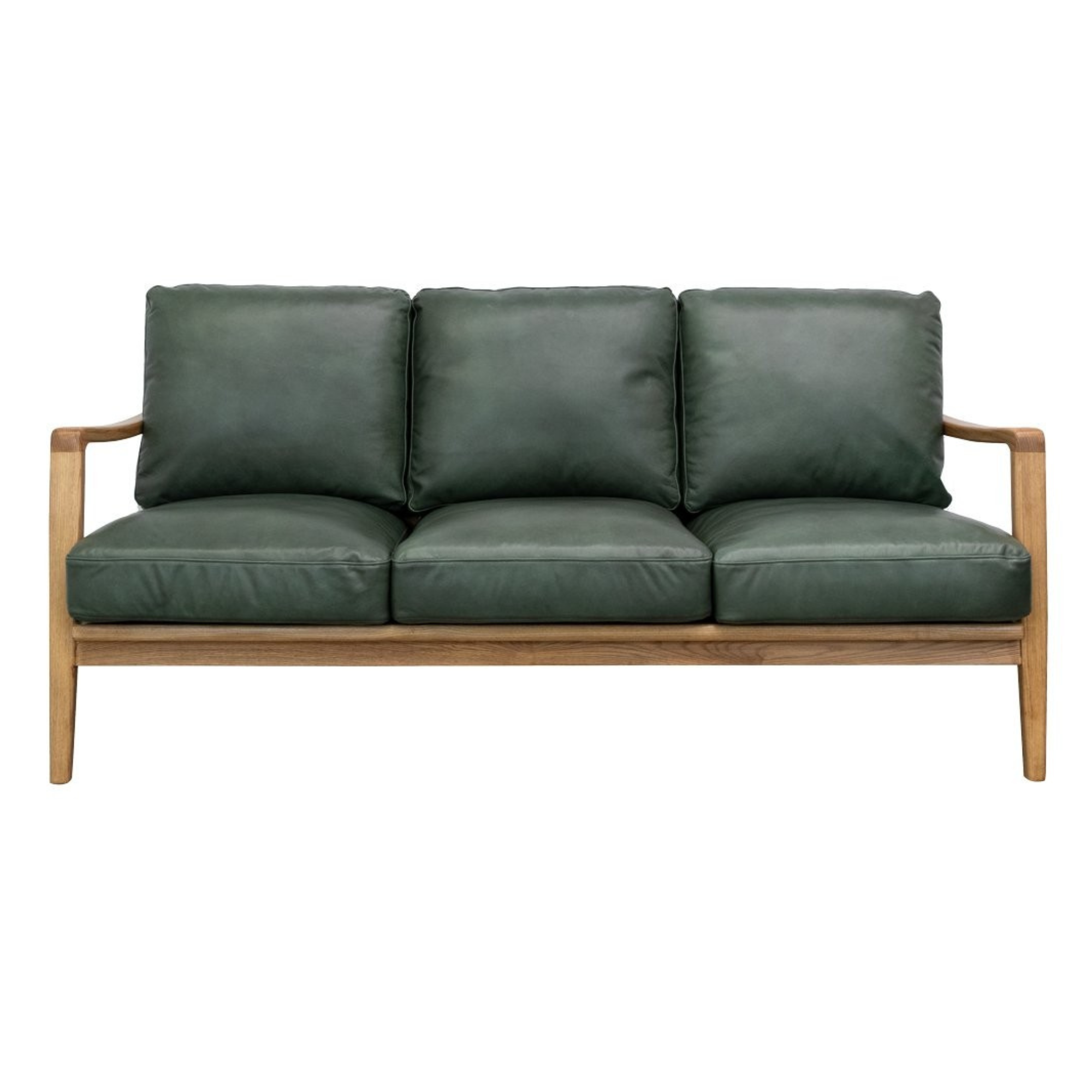 REID LEATHER 3 SEATER SOFA | GREEN