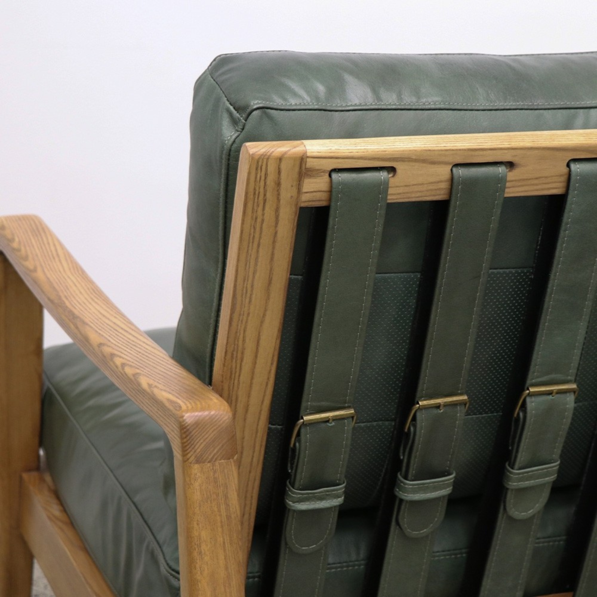 REID ASH & LEATHER ARMCHAIR | GREEN