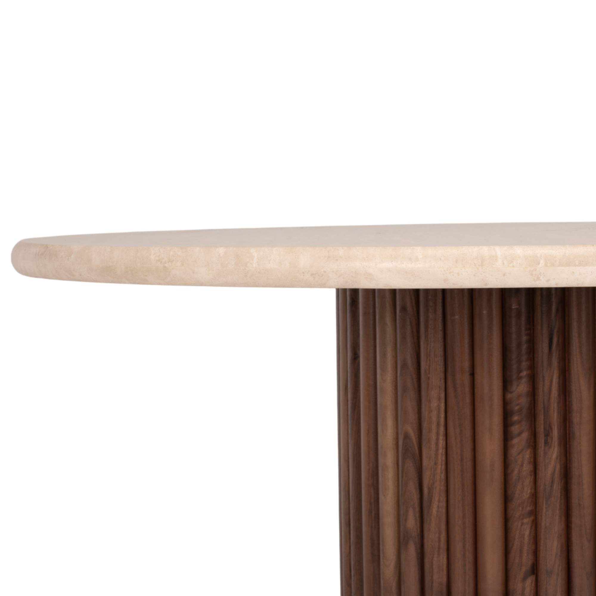 Rho Travertine Top Dining Table | Walnut Base