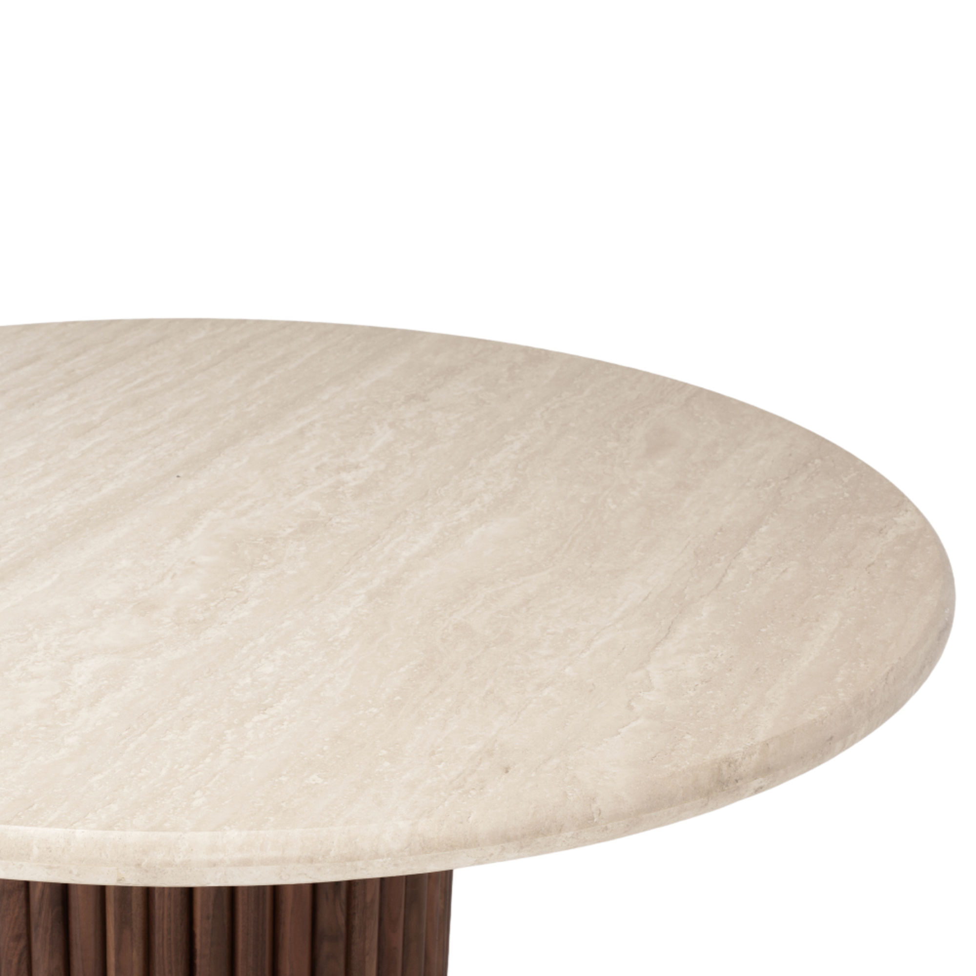 Rho Travertine Top Dining Table | Walnut Base
