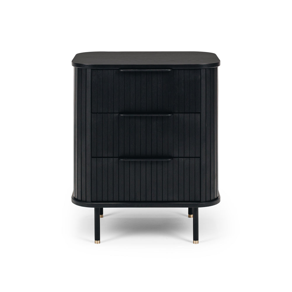 ANDERS 3 DRAWER BEDSIDE CABINET - BLACK OAK