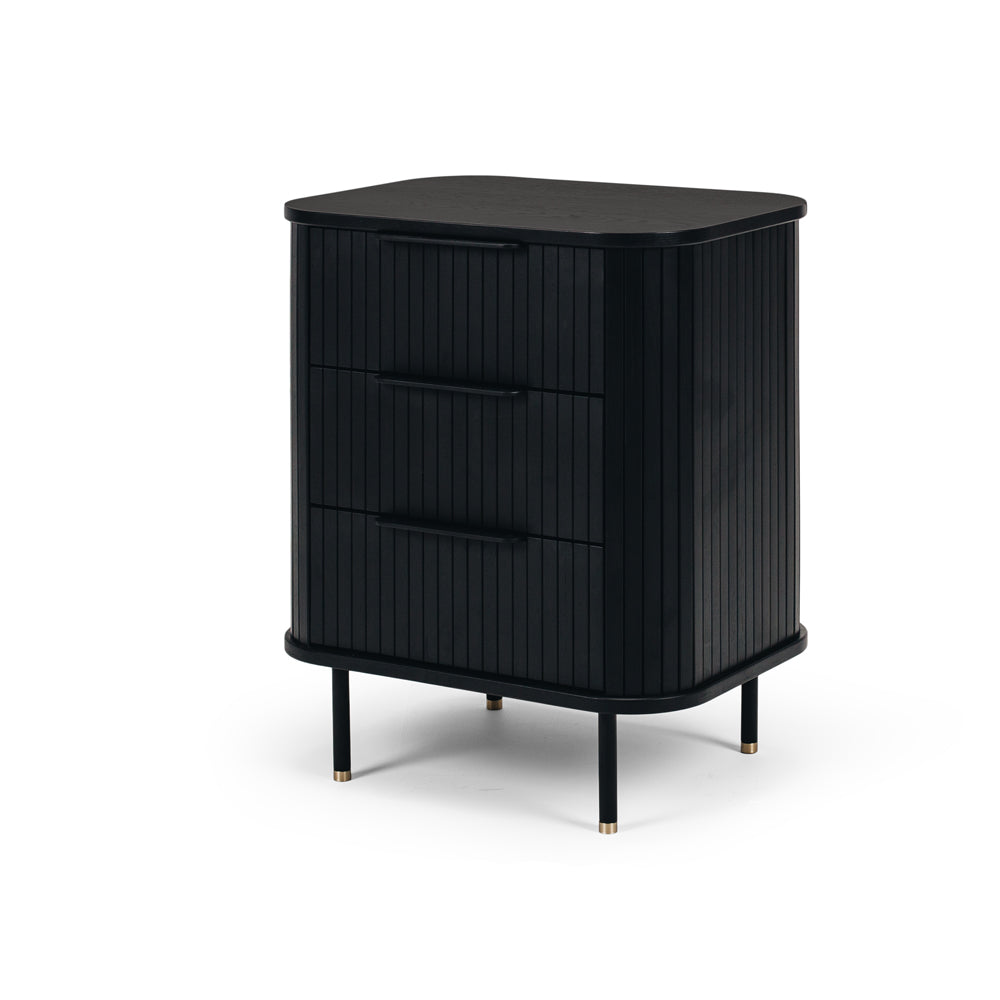 ANDERS 3 DRAWER BEDSIDE CABINET - BLACK OAK