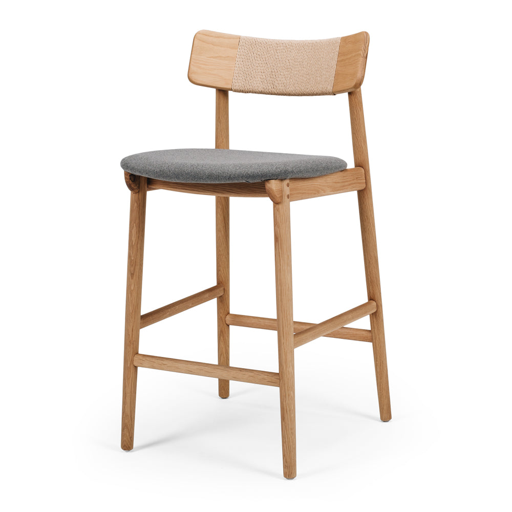 NILES BAR CHAIR | NATURAL OAK, FABRIC SEAT