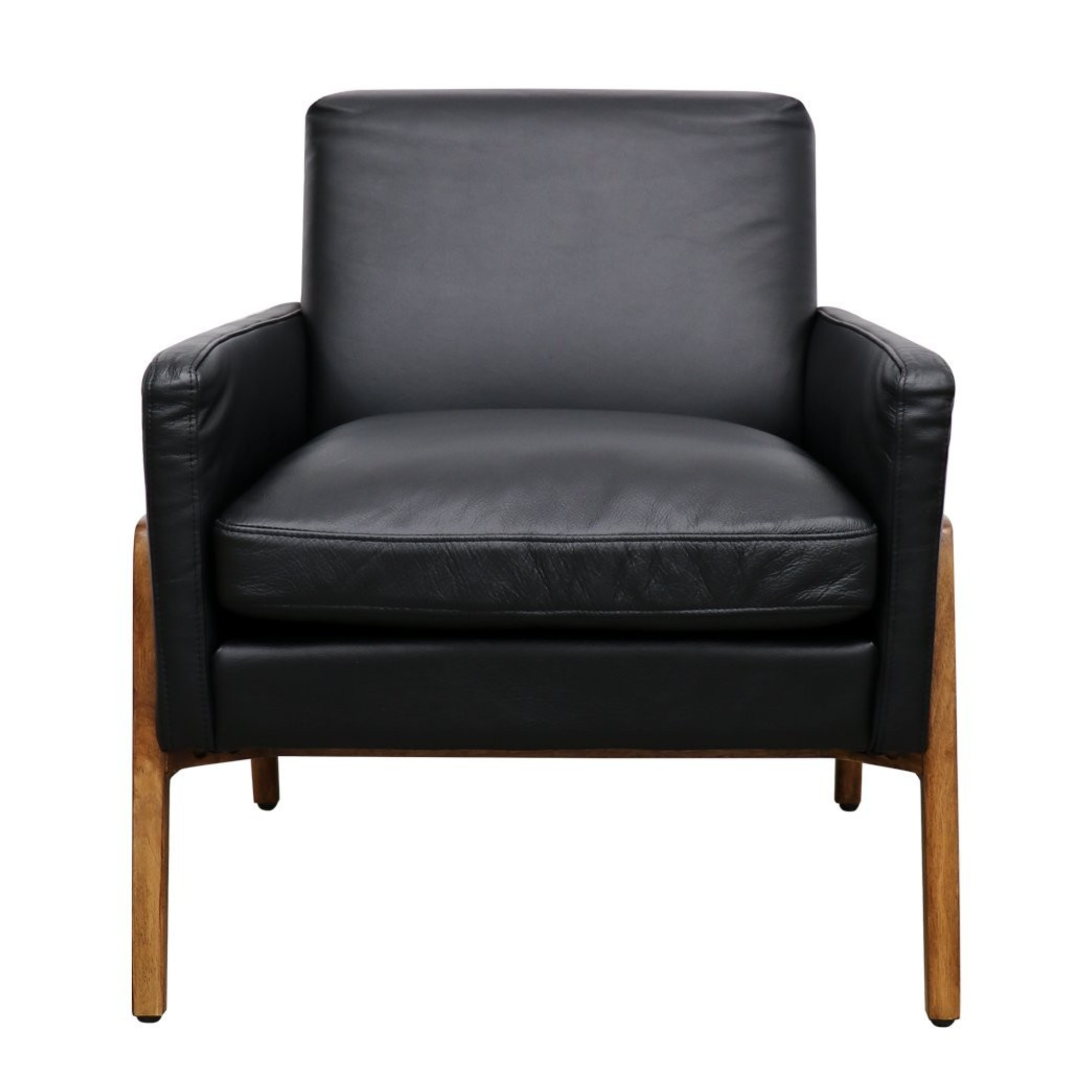 SAWYER BLACK LEATHER ARMCHAIR