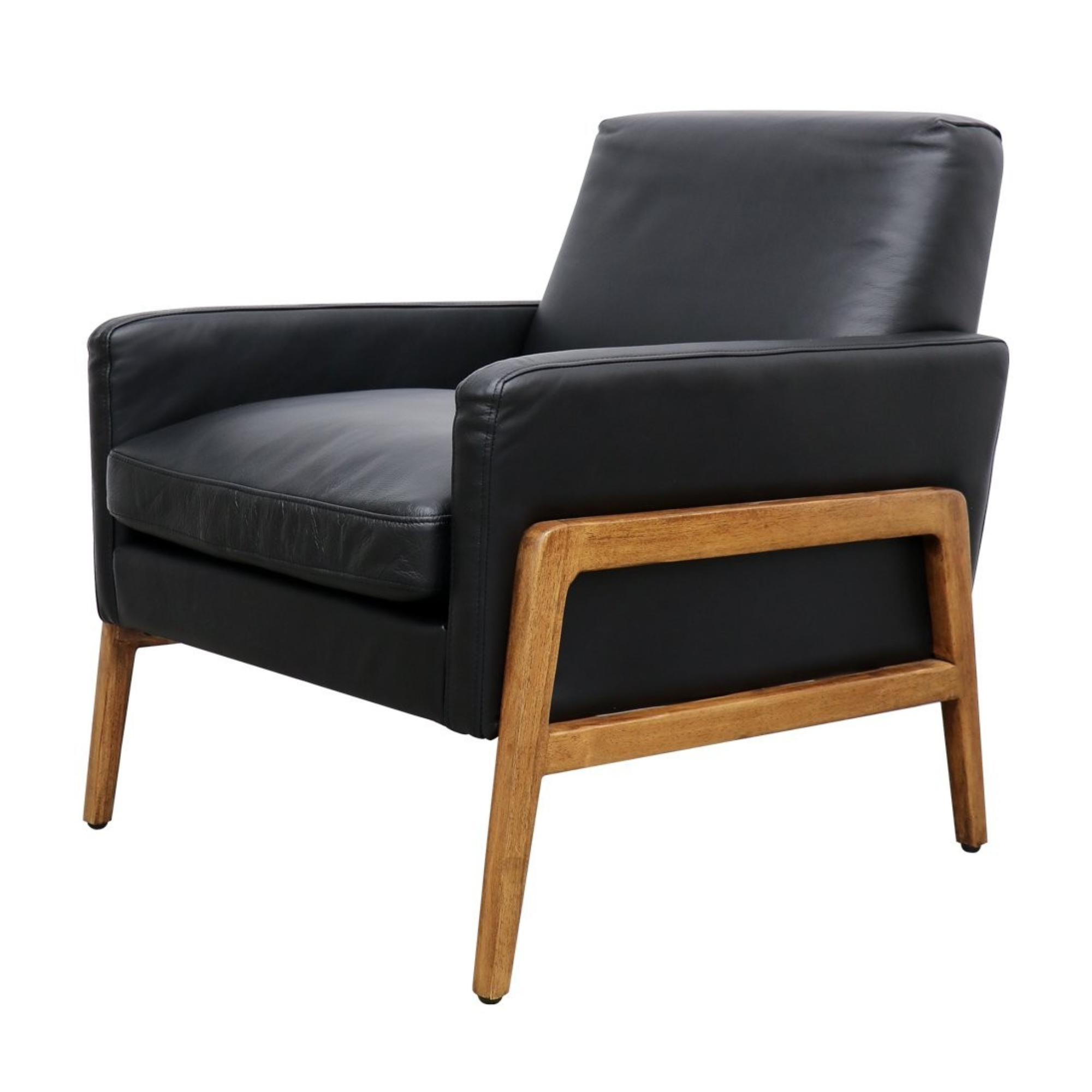 SAWYER BLACK LEATHER ARMCHAIR