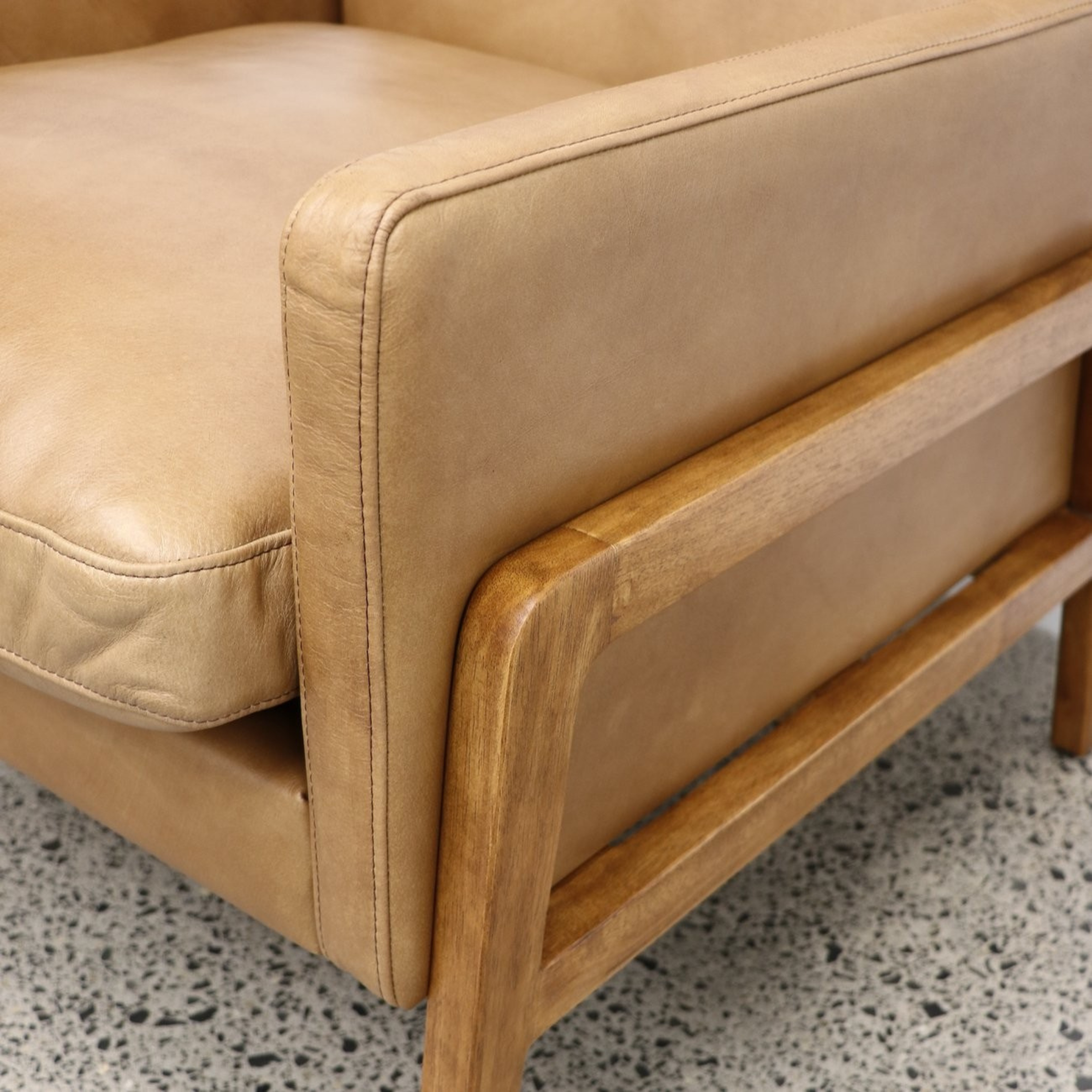 SAWYER TAN LEATHER ARMCHAIR