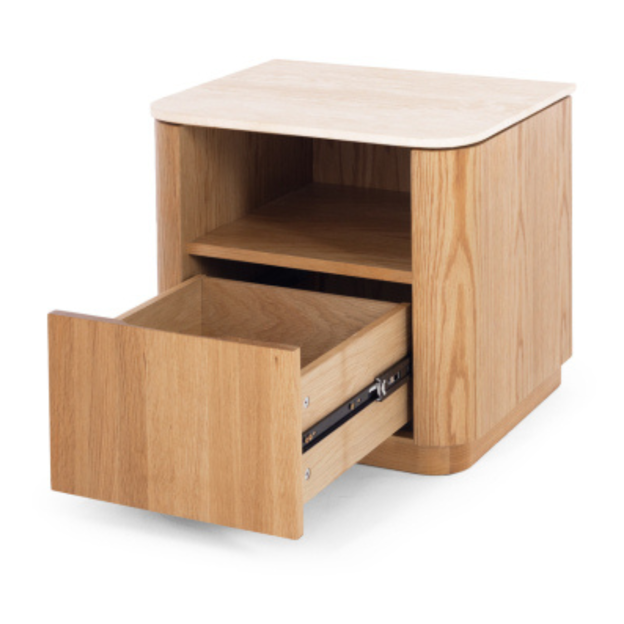 STASH 1 DRAWER BEDSIDE | TRAVERTINE TOP