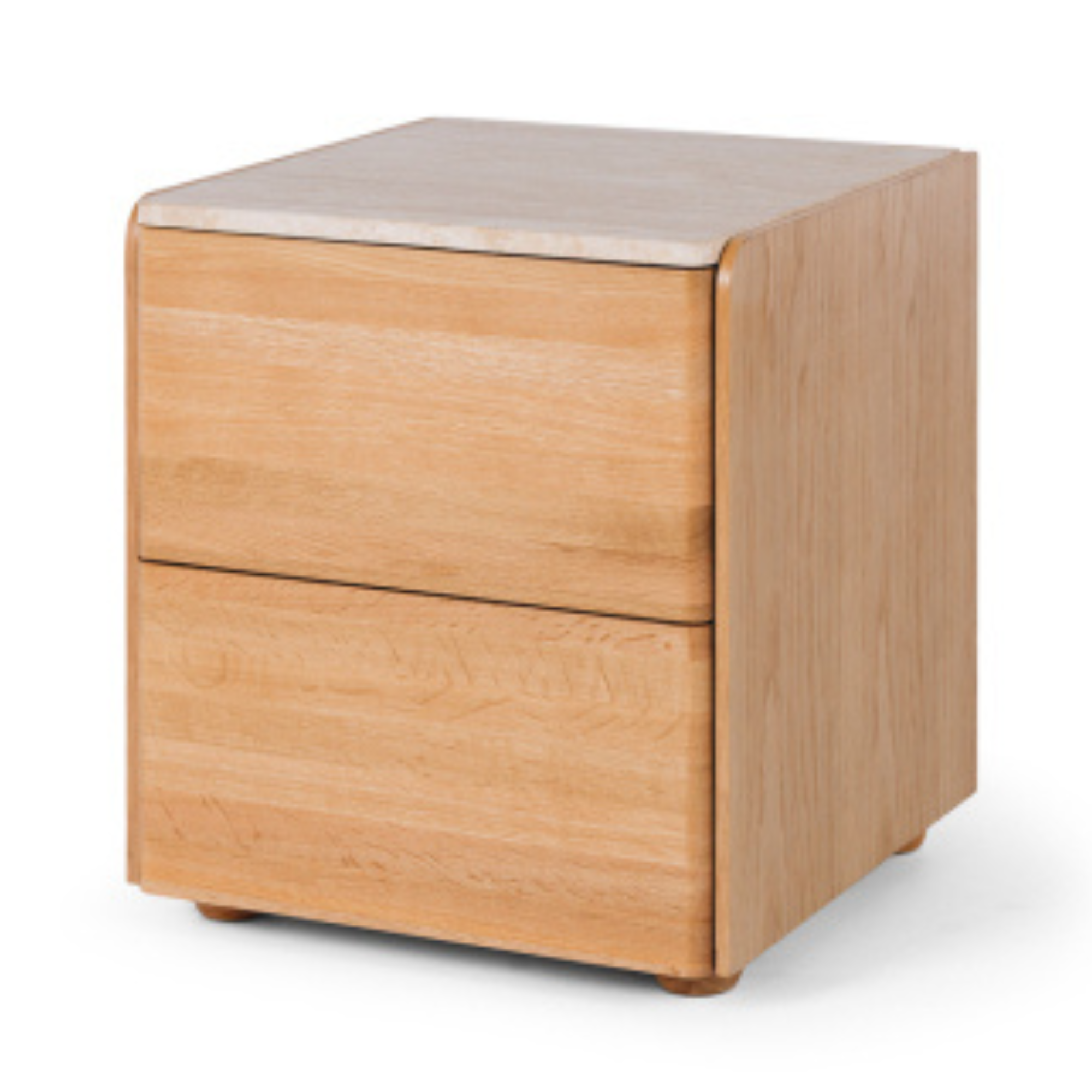 CUBE 2 DRAWER BEDSIDE CABINET | TRAVERTINE TOP
