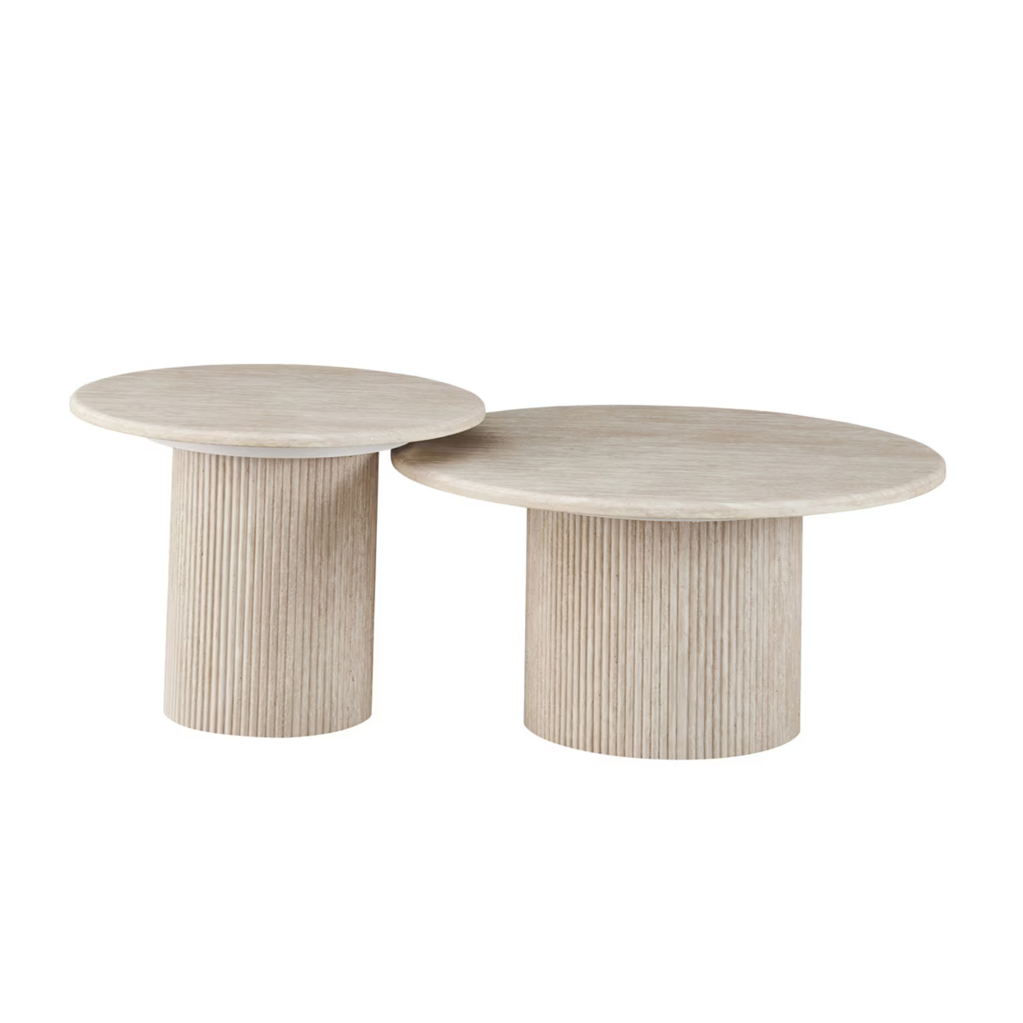 TRAVERTINE NESTING SIDE TABLES