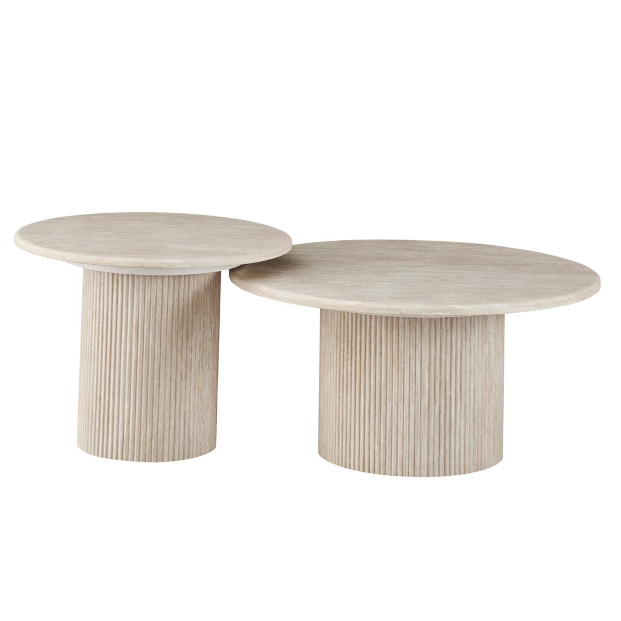 TRAVERTINE NESTING SIDE TABLES