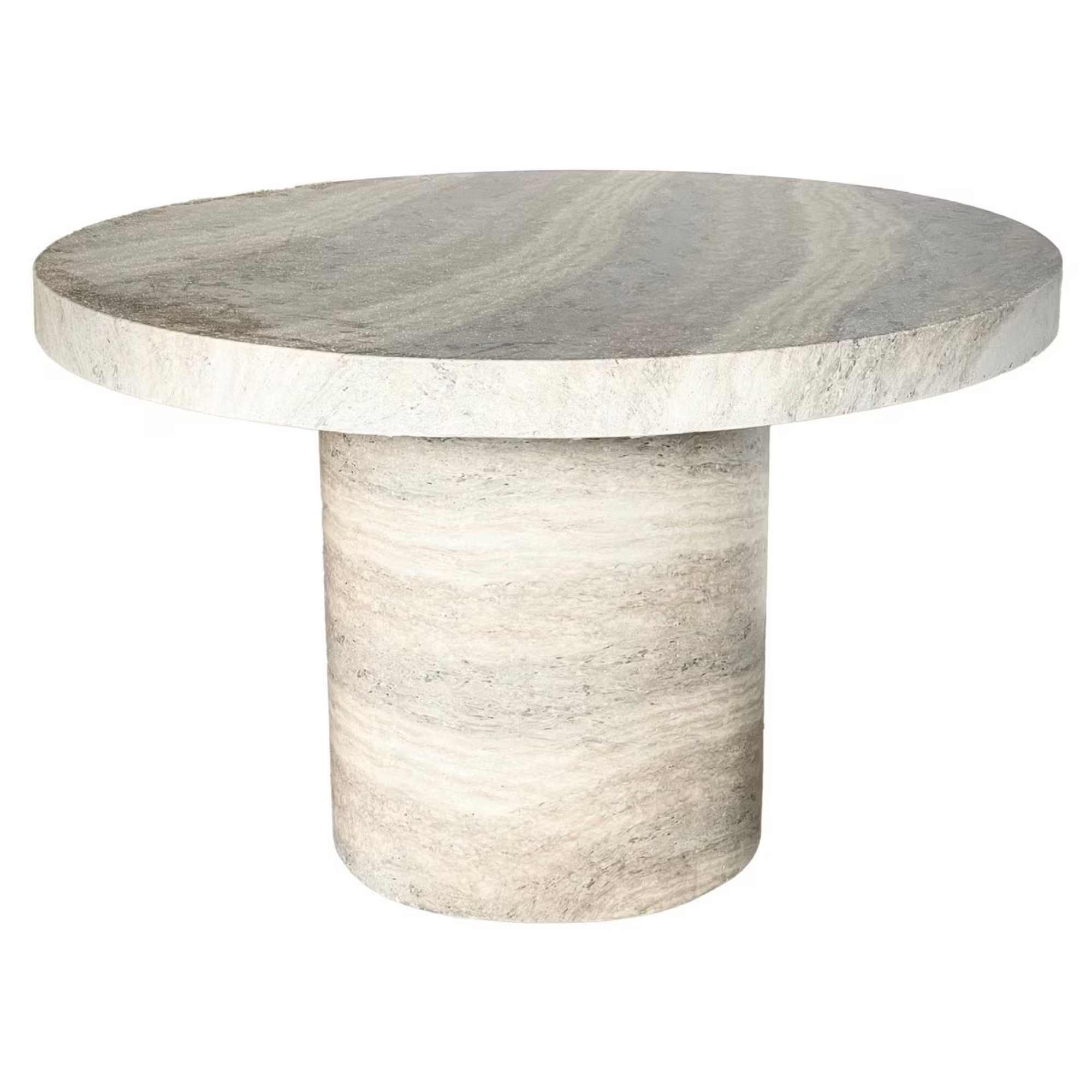 TRAVERTINE ROUND DINING TABLE | BLUE TONE