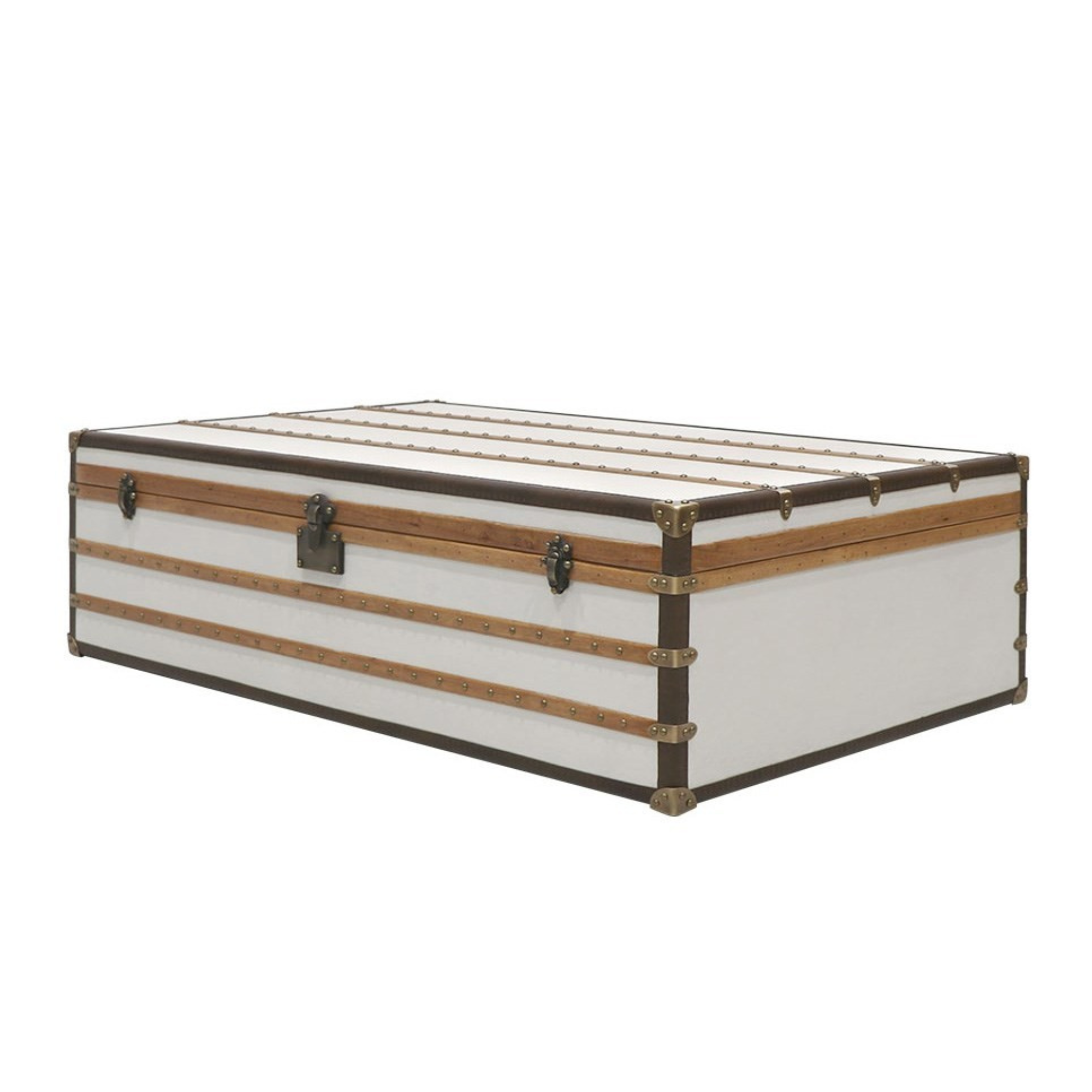 Voyager Trunk Coffee Table - Aged White | Best Furniture Shop