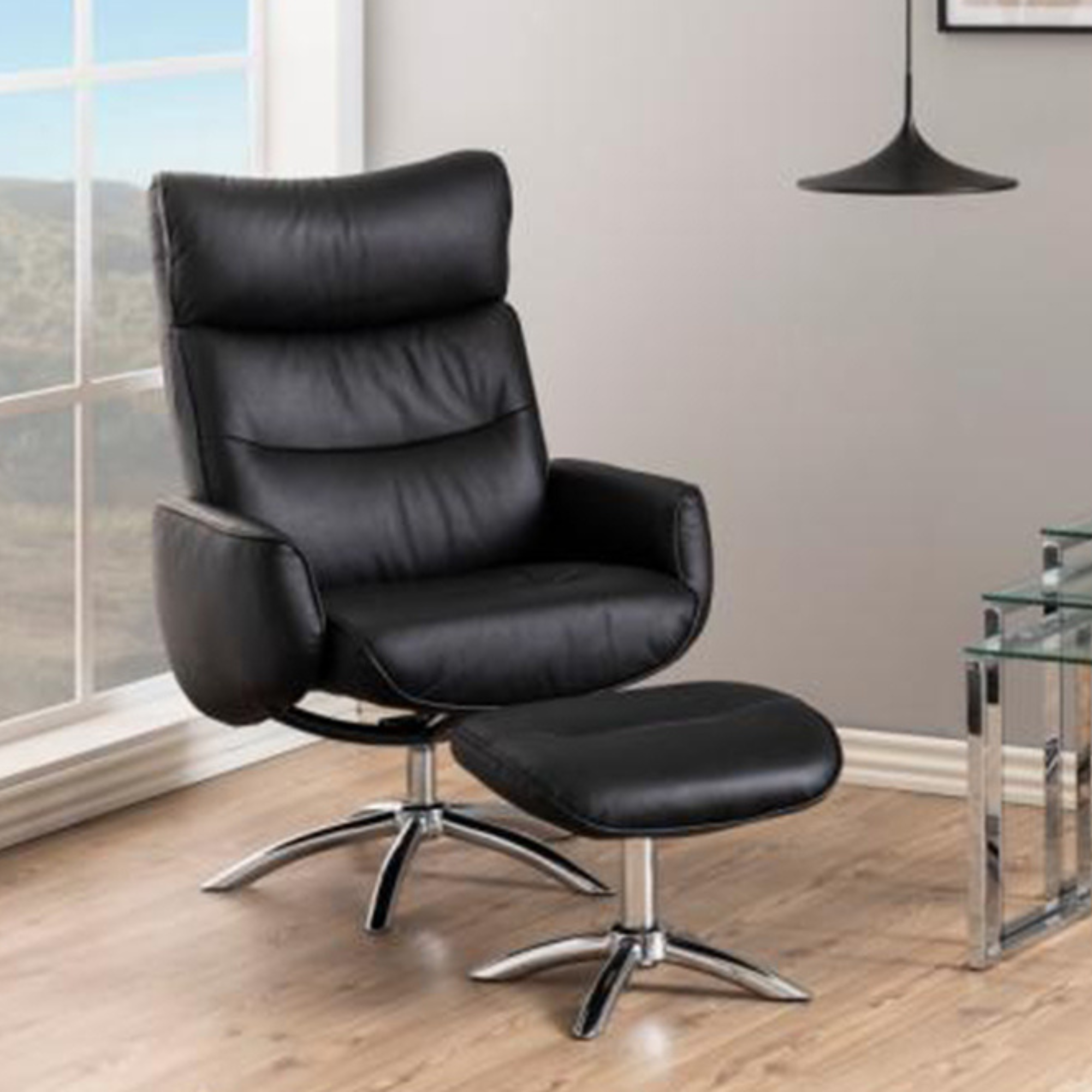 WESTFIELD LEATHER RECLINER & FOOTSTOOL