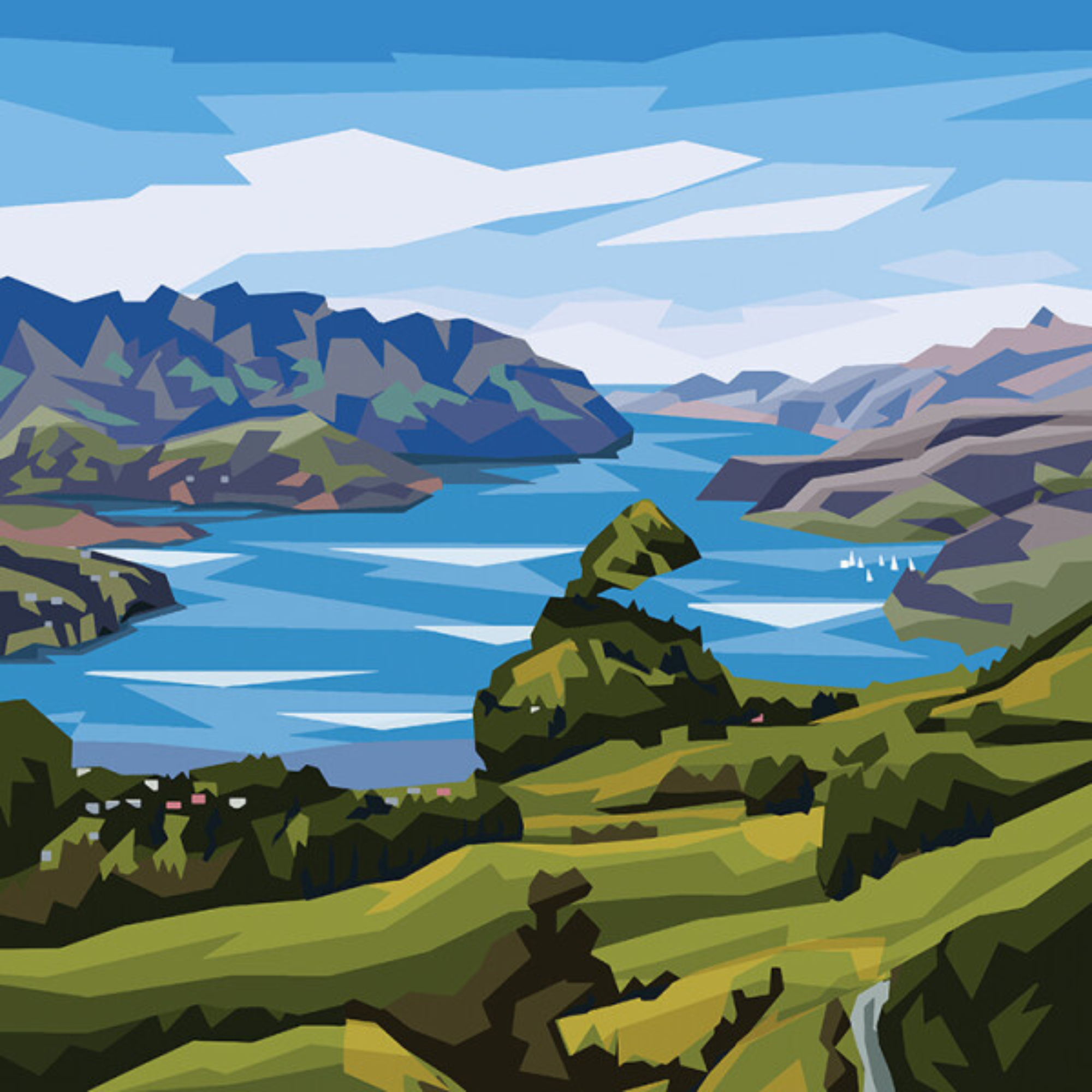 AKAROA HARBOUR | CANVAS STRETCHED READY TO HANG | IRA MITCHELL | NZ MADE