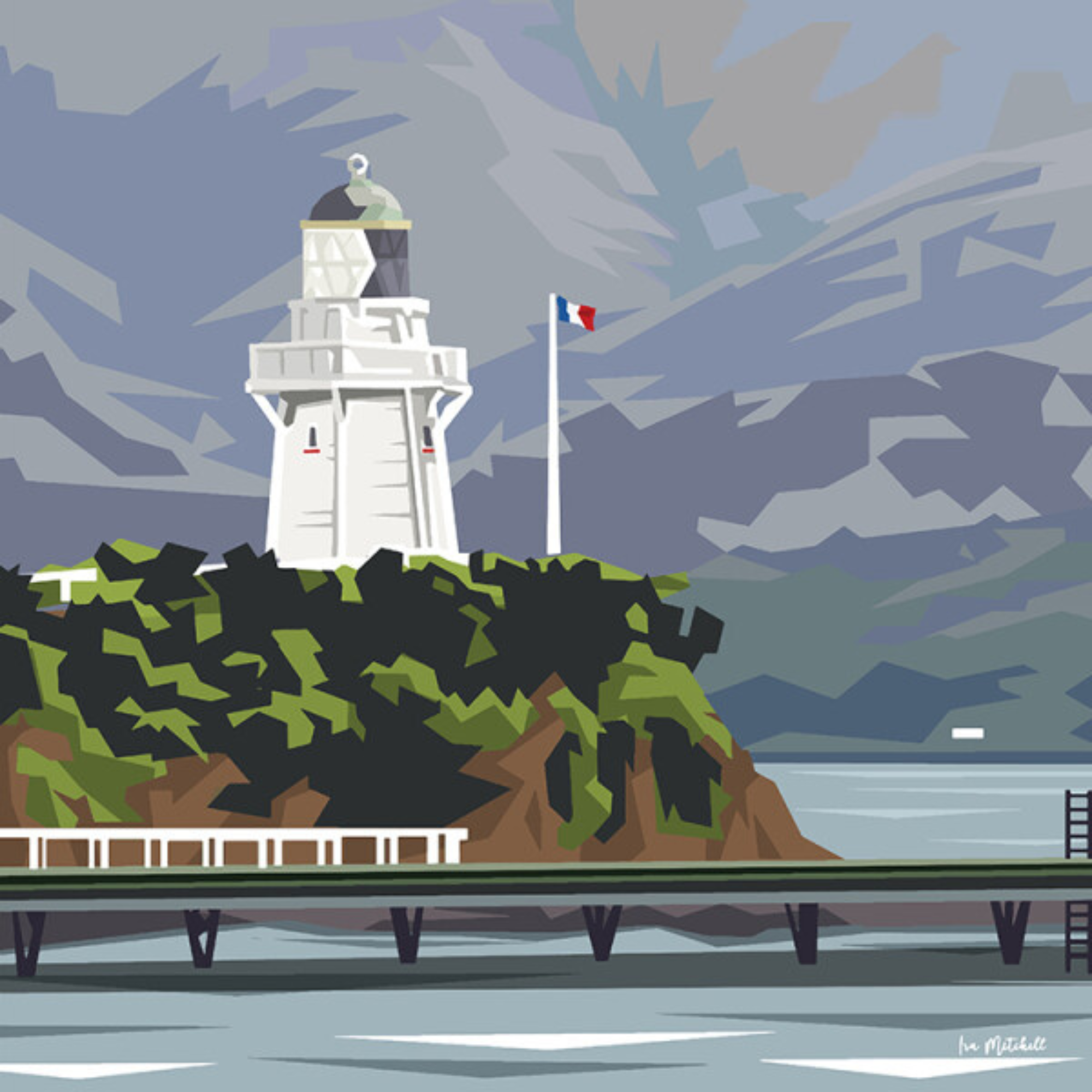 AKAROA LIGHTHOUSE | CANVAS STRETCHED READY TO HANG | IRA MITCHELL | NZ MADE