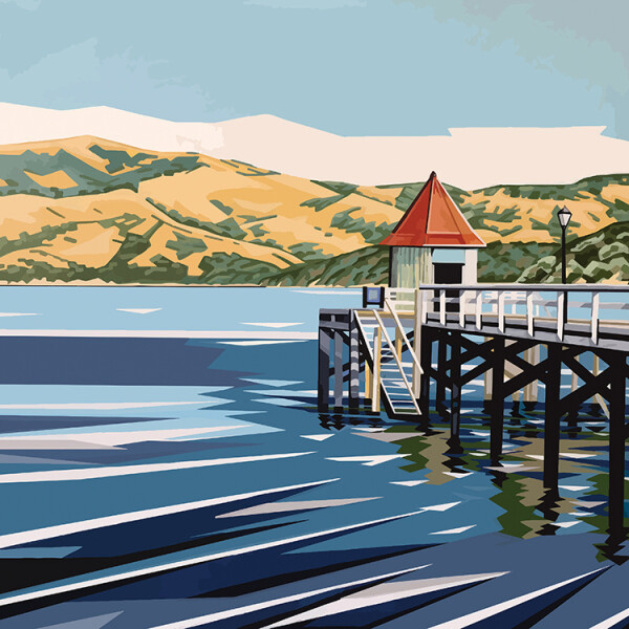 AKAROA WHARF | CANVAS STRETCHED READY TO HANG | IRA MITCHELL | NZ MADE