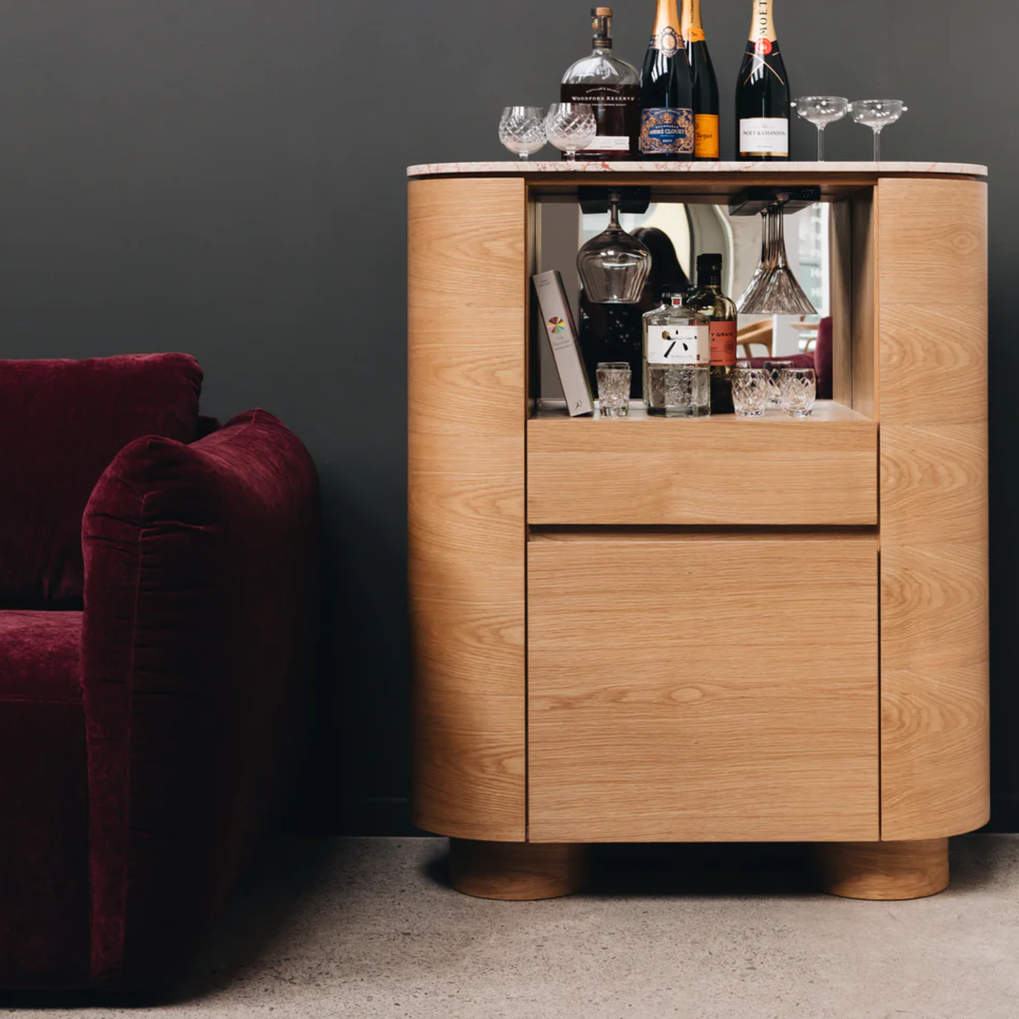 AKITA OAK BAR CABINET | TURKISH ROSE