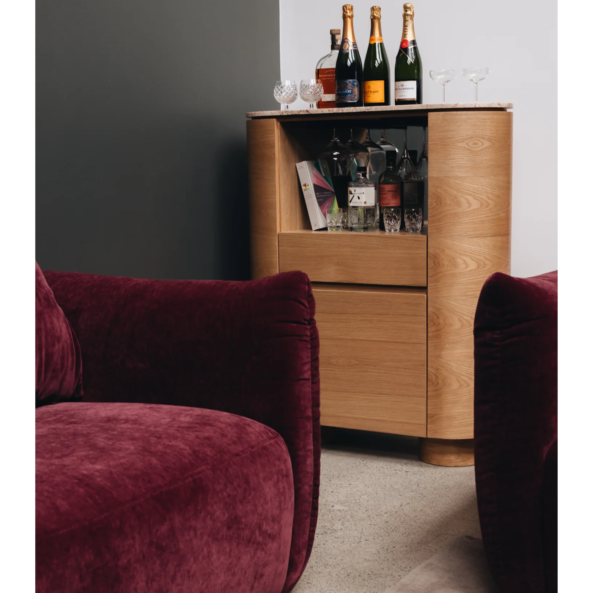 AKITA OAK BAR CABINET | TURKISH ROSE