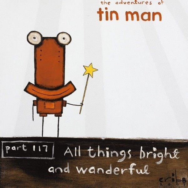 TIN MAN 'ALL THINGS BRIGHT AND WANDERFUL' | BOX FRAME READY TO HANG | TONY CRIBB | NZ MADE