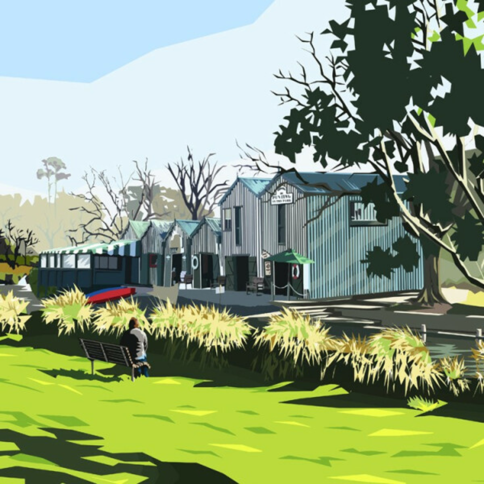 ANTIGUA BOATSHEDS | CANVAS STRETCHED READY TO HANG | IRA MITCHELL | NZ MADE