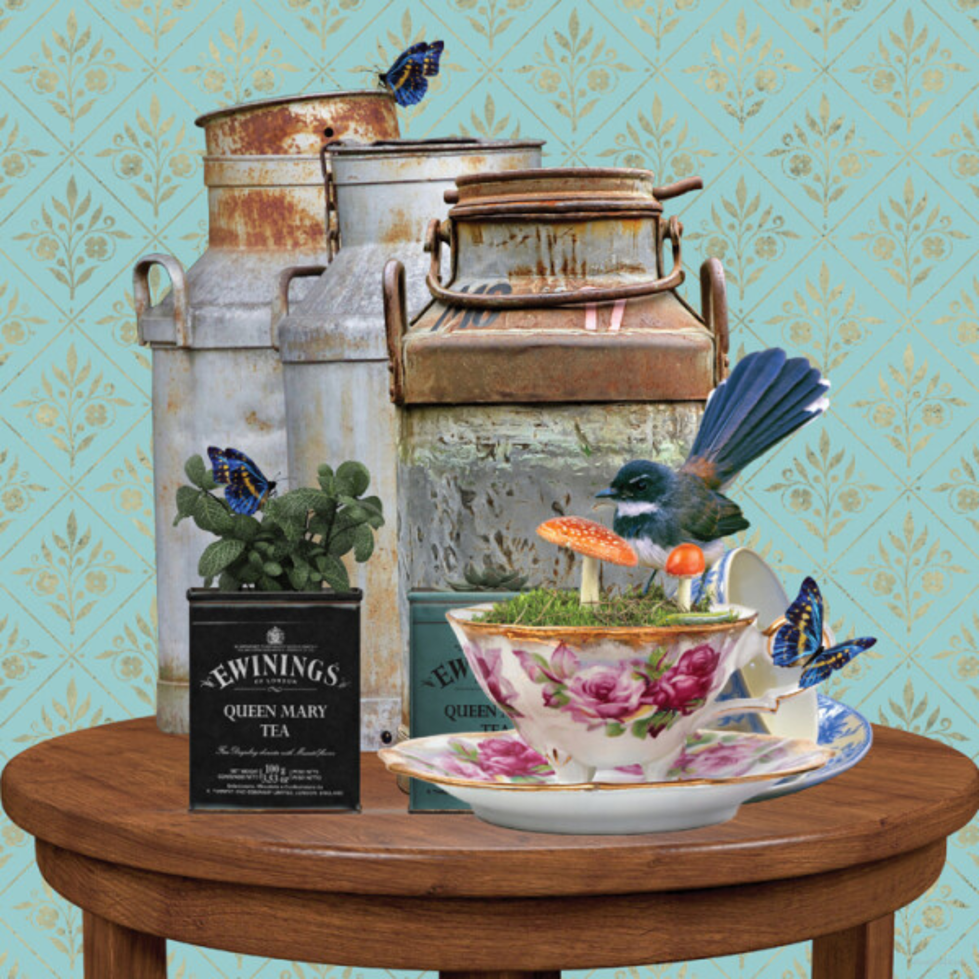 ANYONE FOR TEA! | CANVAS STRETCHED READY TO HANG | SUE SKELLERN | NZ MADE
