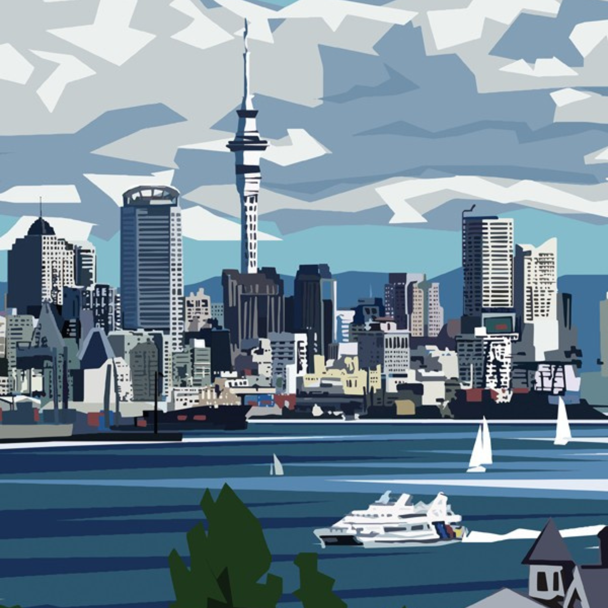 AUCKLAND CITY | CANVAS STRETCHED READY TO HANG | IRA MITCHELL | NZ MADE