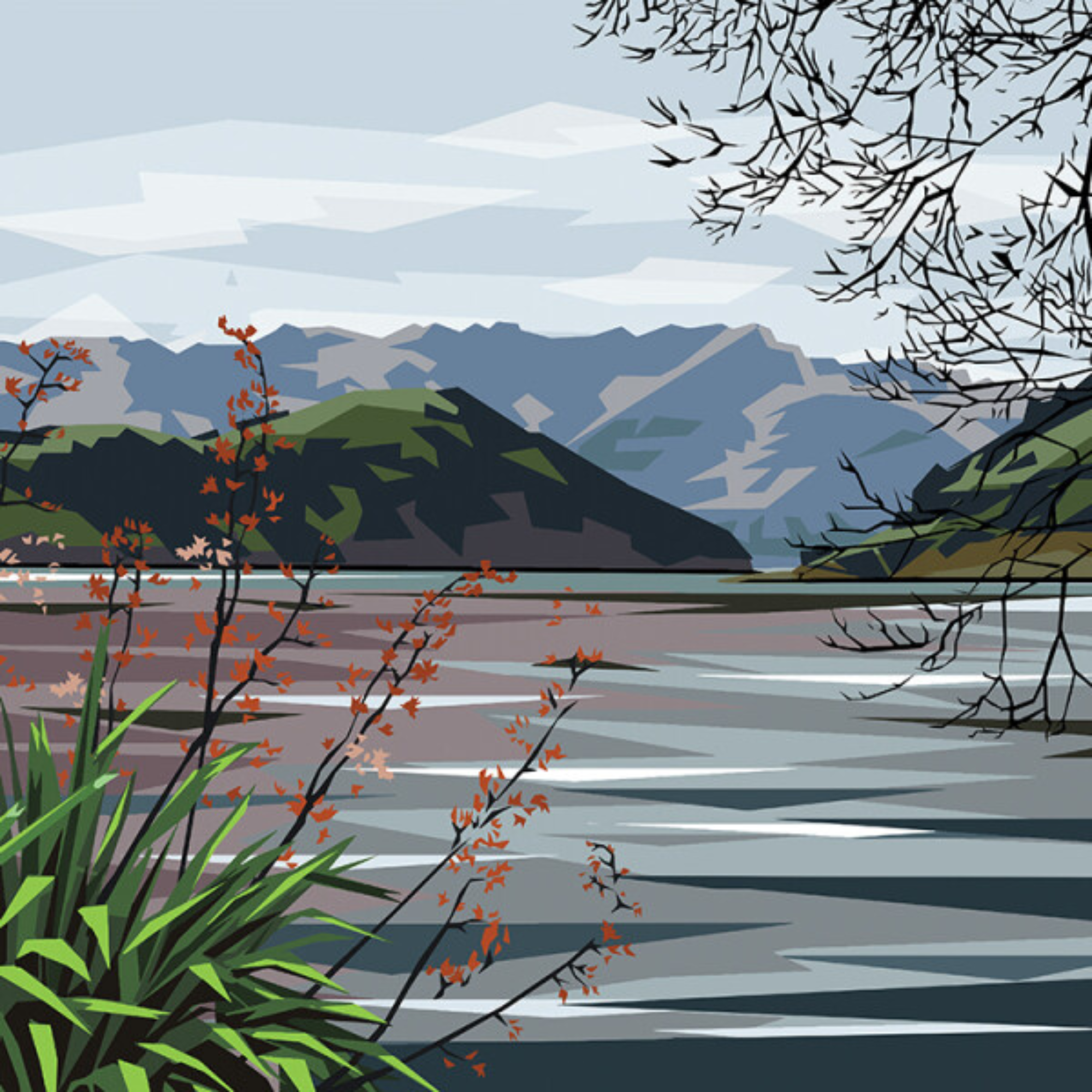 BARRYS BAY | CANVAS STRETCHED READY TO HANG | IRA MITCHELL | NZ MADE
