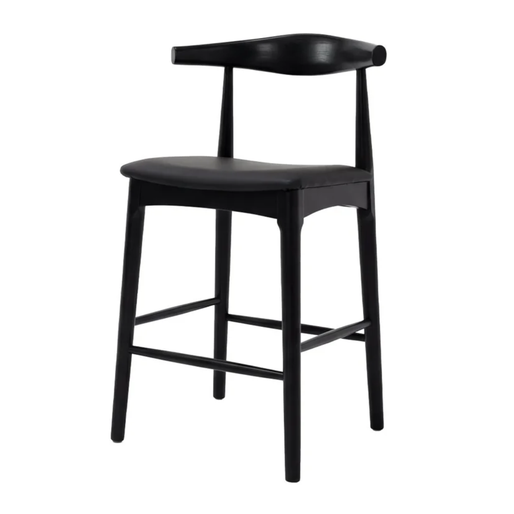 Bowen 65cm Bar Stool | Black Frame Black Leather Seat