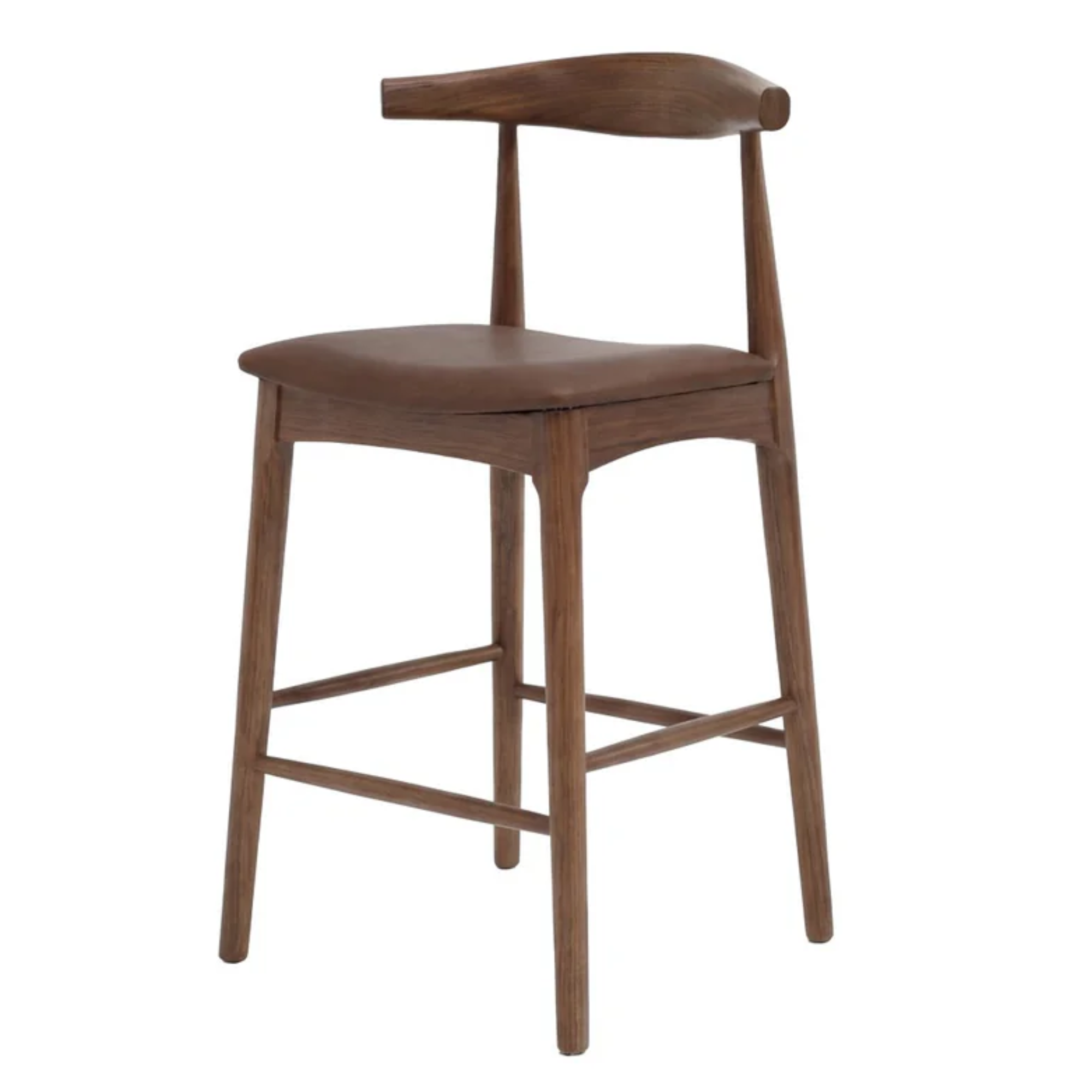 Bowen 65cm Bar Stool | Brown Frame Brown Leather Seat
