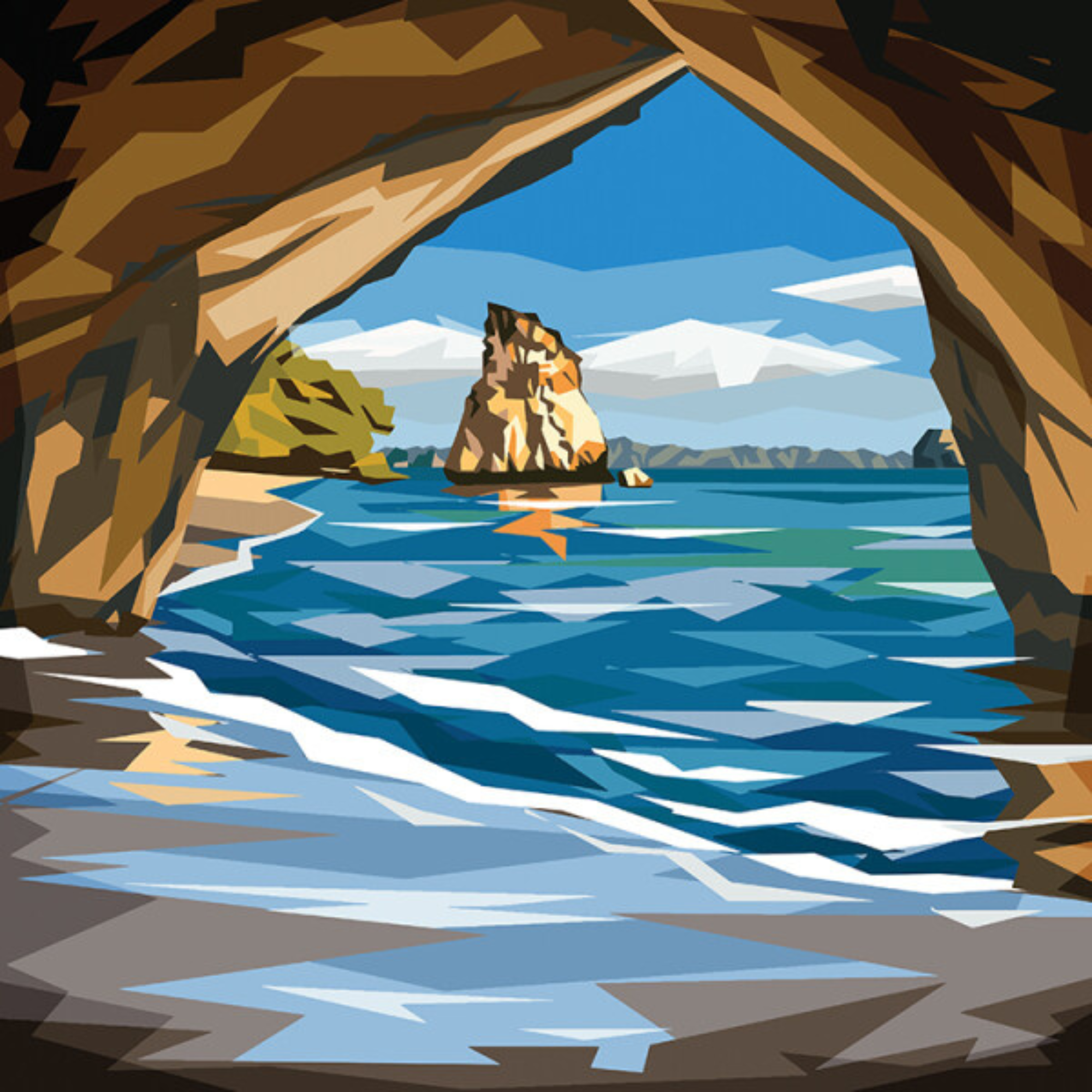 CATHEDRAL COVE | CANVAS STRETCHED READY TO HANG | IRA MITCHELL | NZ MADE