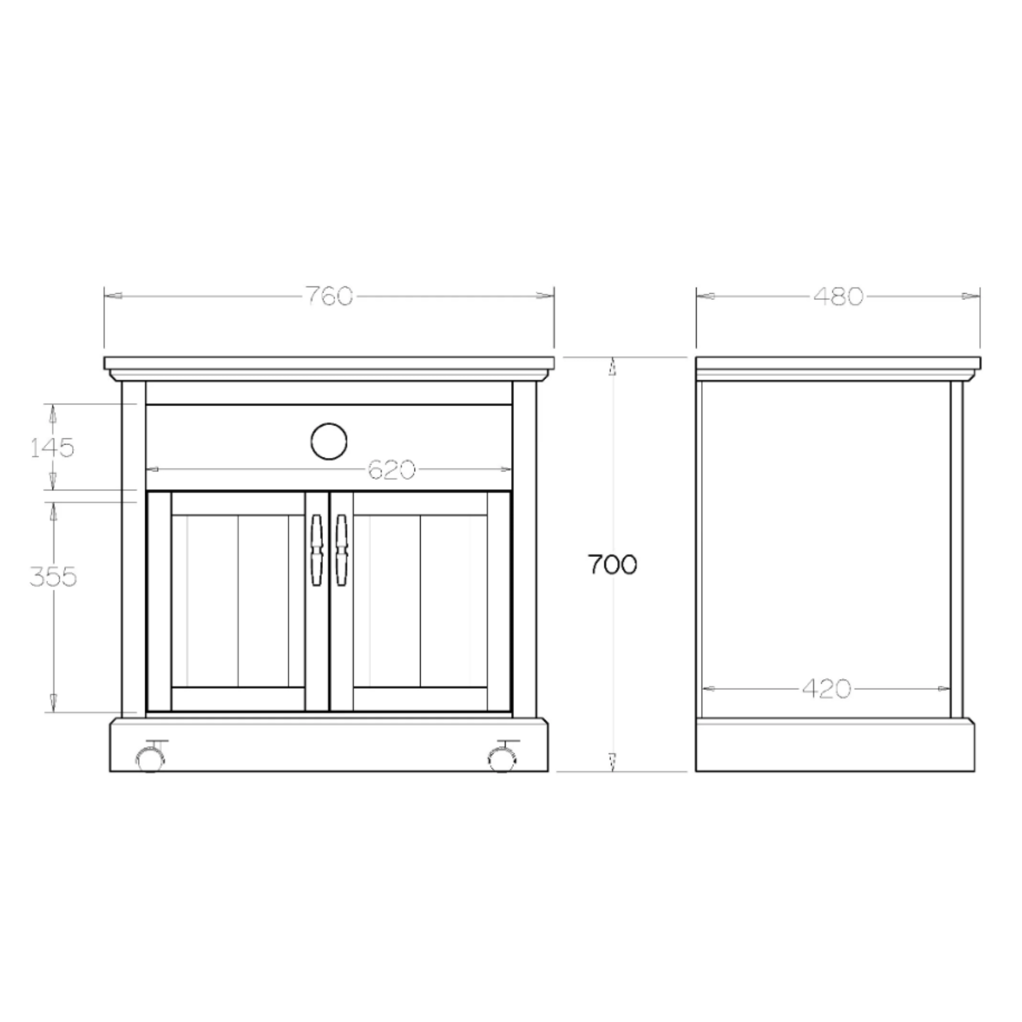 Charlton 2 Door TV Unit on Casters | NZ Made