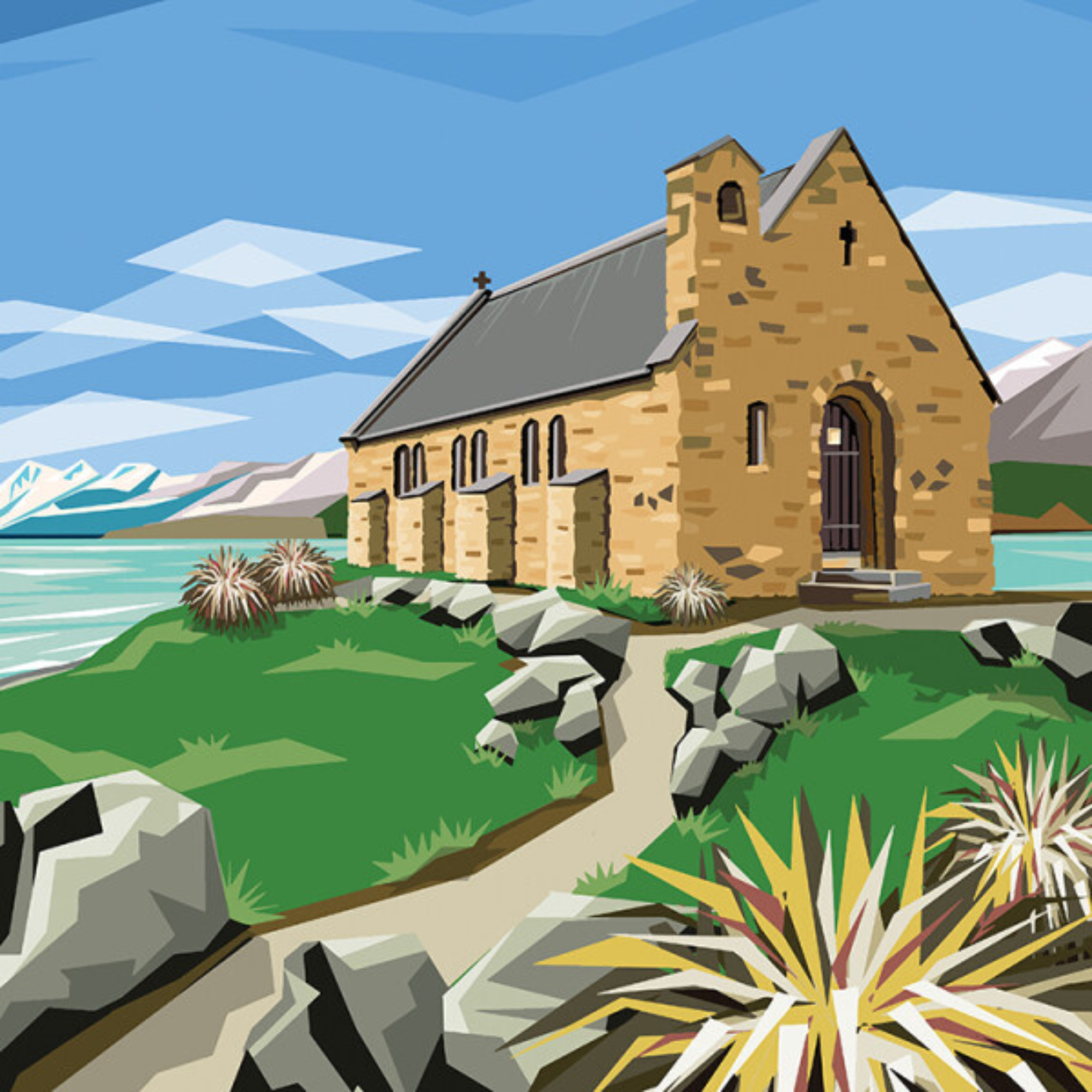 CHURCH OF THE GOOD SHEPHERD | CANVAS STRETCHED READY TO HANG | IRA MITCHELL | NZ MADE
