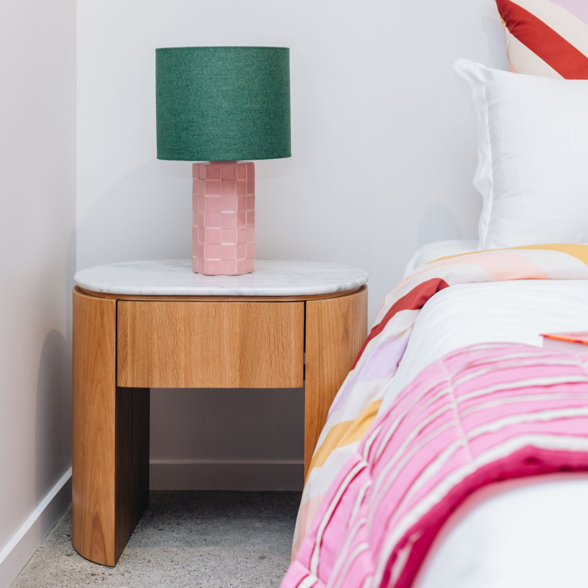 Clover Oak Bedside Cabinet | Marble Top