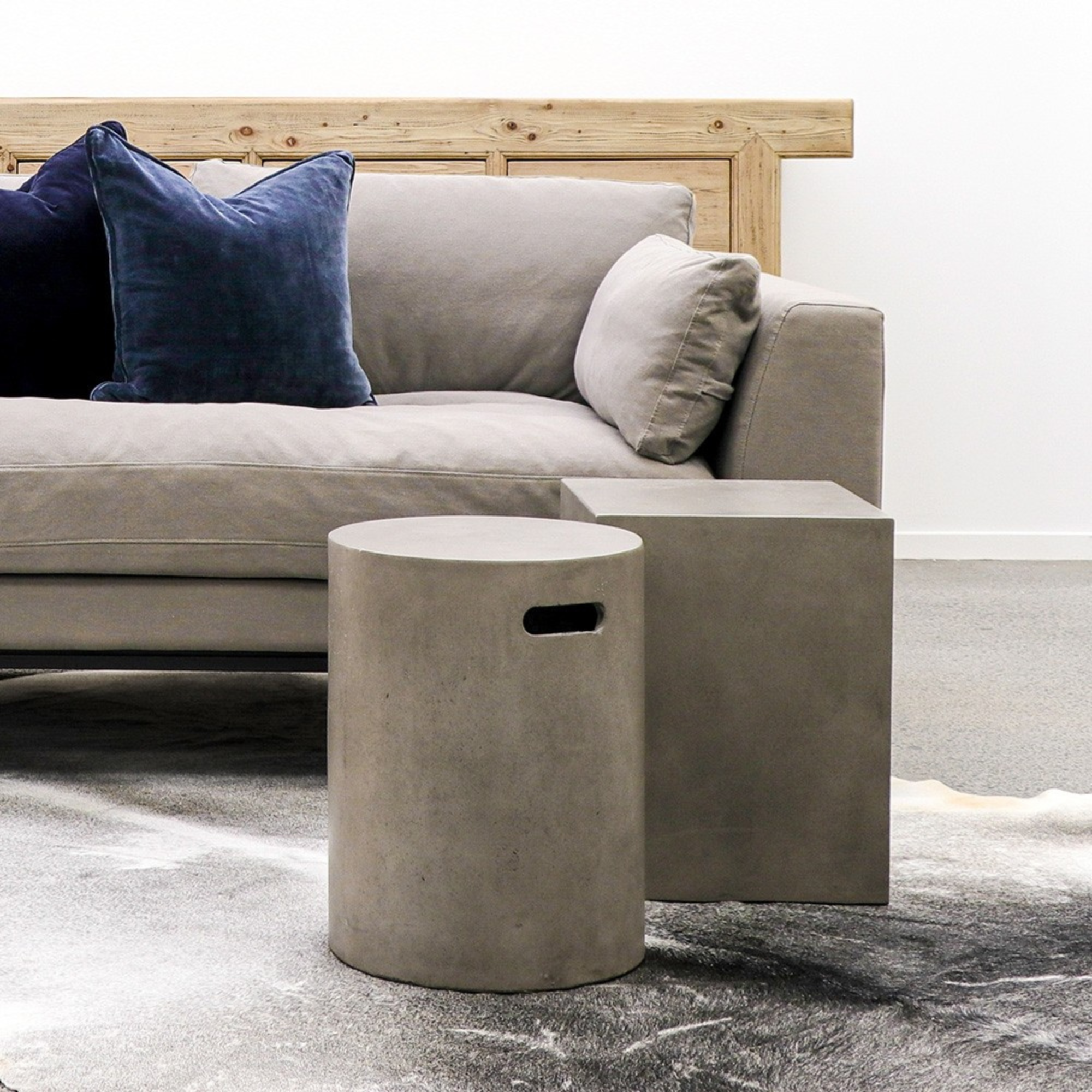 CONCRETE PIPE SIDE TABLE or STOOL | GREY