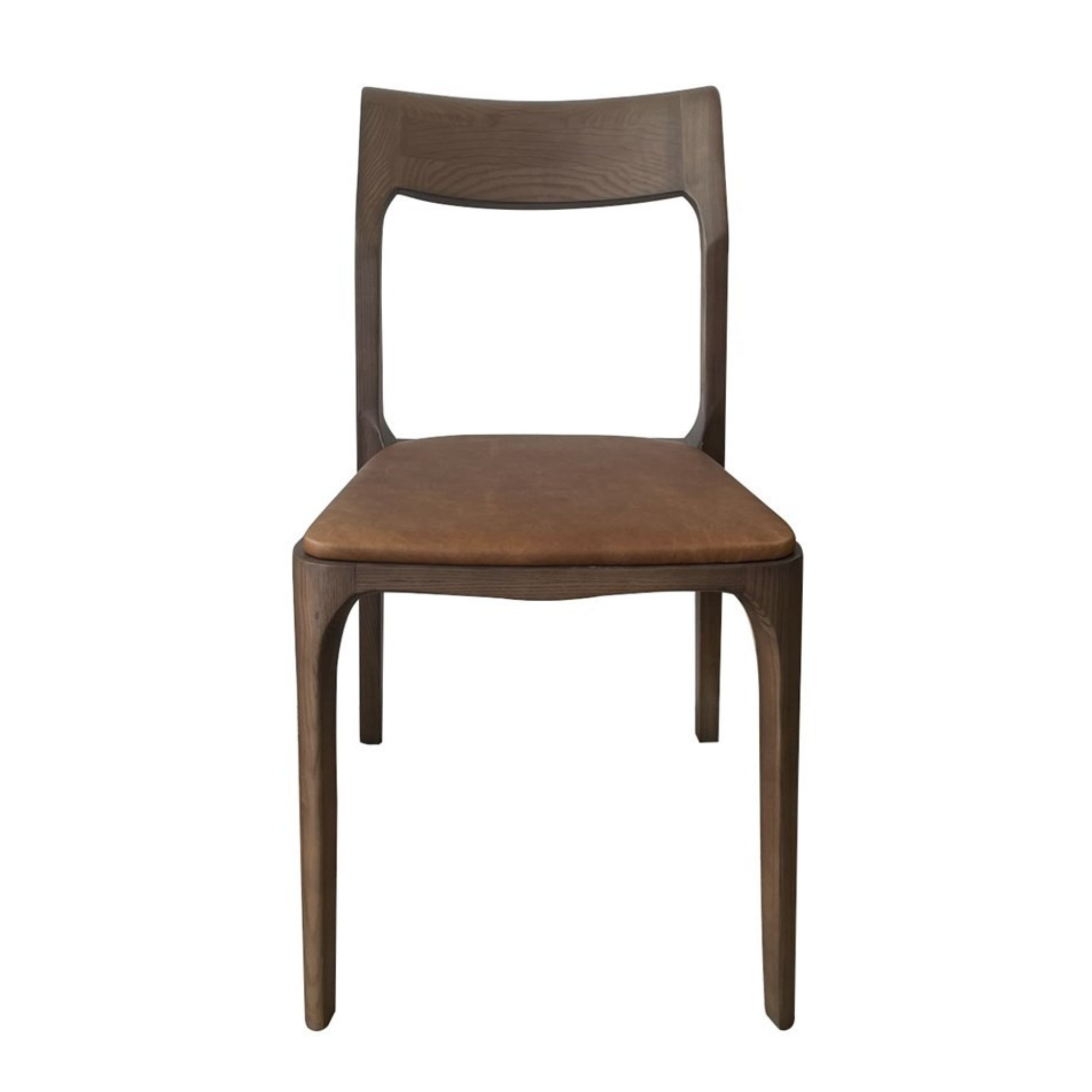 COOPER STACKABLE DINING CHAIR | BROWN LEATHER SEAT