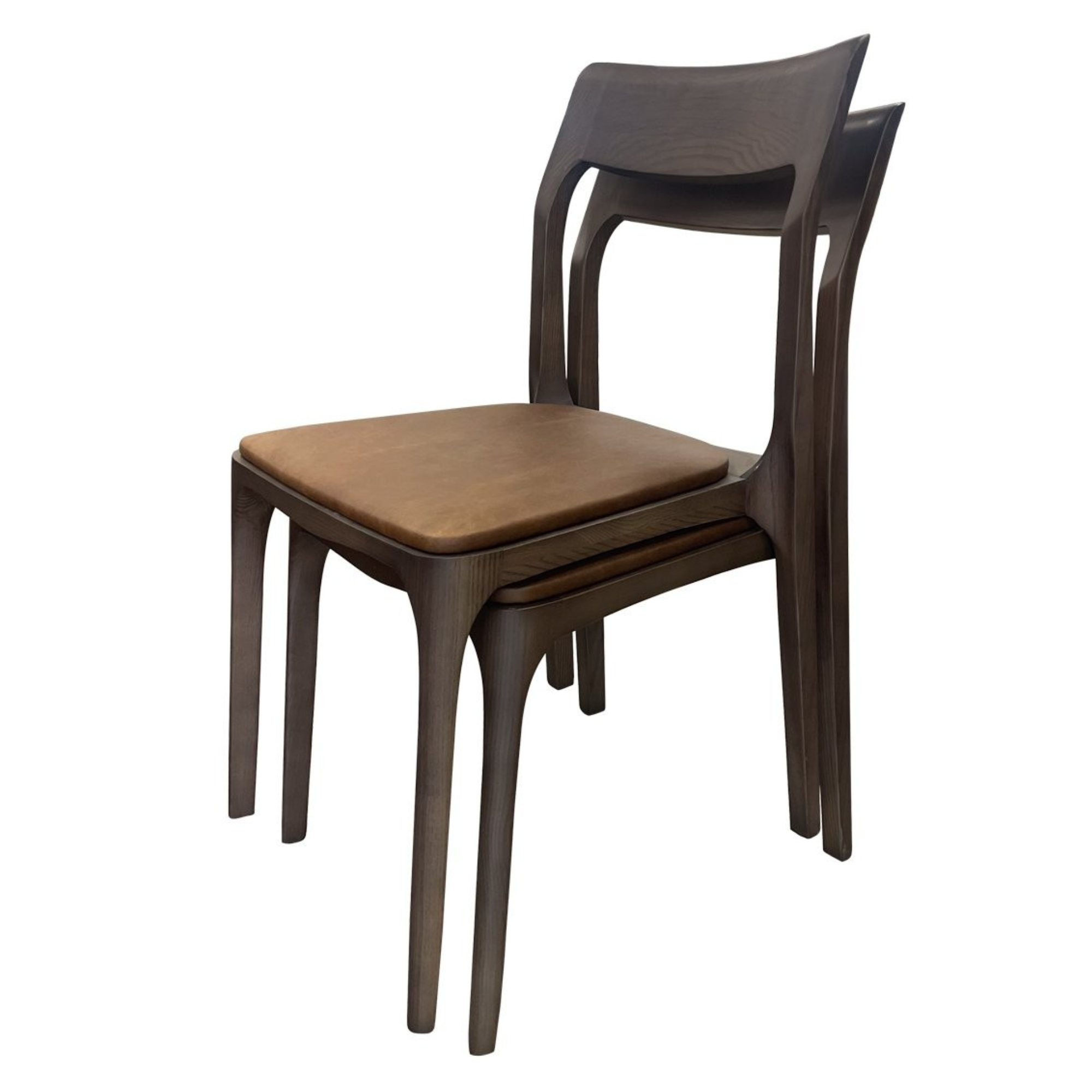 COOPER STACKABLE DINING CHAIR | BROWN LEATHER SEAT