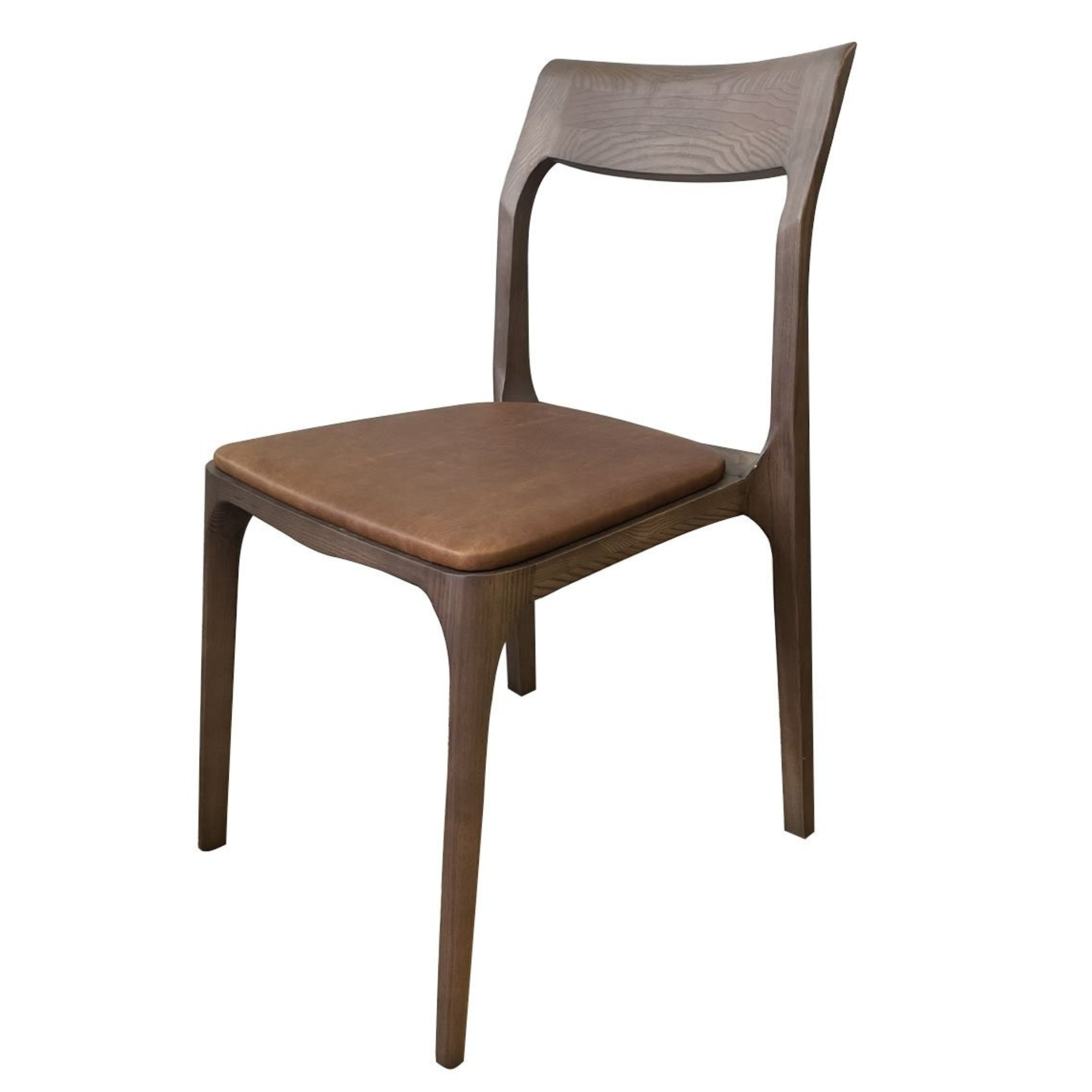 COOPER STACKABLE DINING CHAIR | BROWN LEATHER SEAT