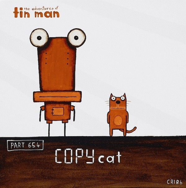 TIN MAN 'COPY CAT' | BOX FRAME READY TO HANG | TONY CRIBB | NZ MADE